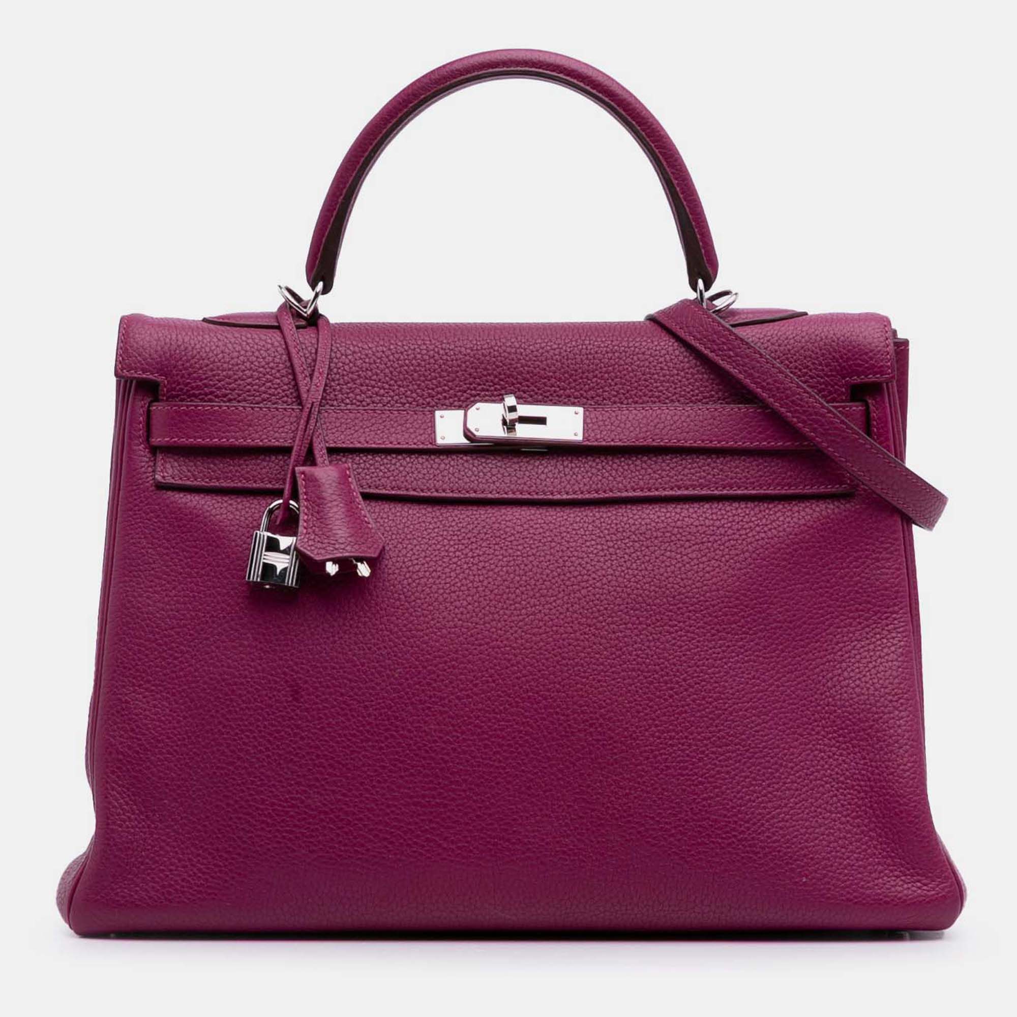 

Hermes 35 Kelly II Purple Togo Leather Shoulder Bag