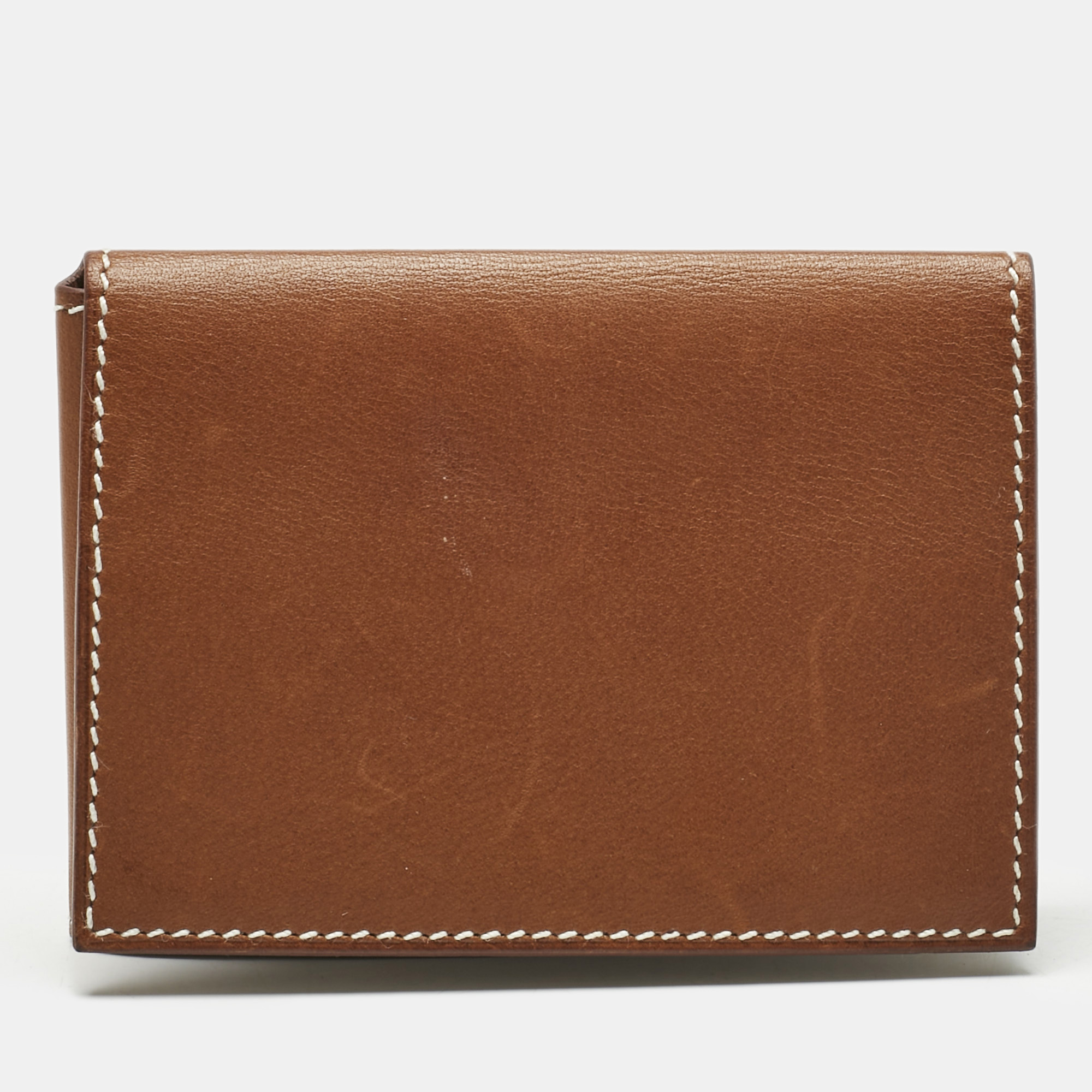 

Hermes Fauve Barenia Leather Guernesey Card Holder, Brown