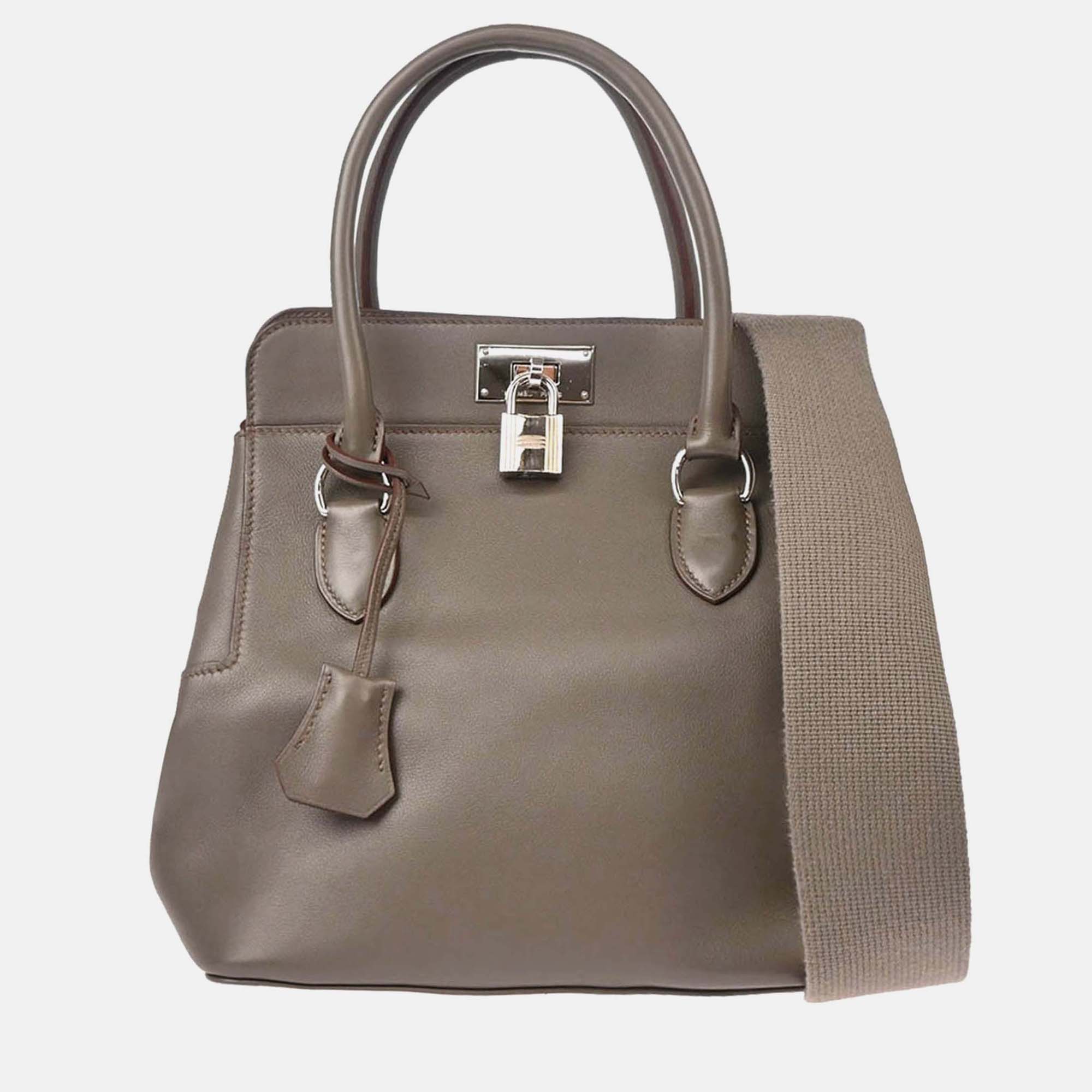 

Hermes Toolbox 20 Etain Swift 2way Handbag, Brown