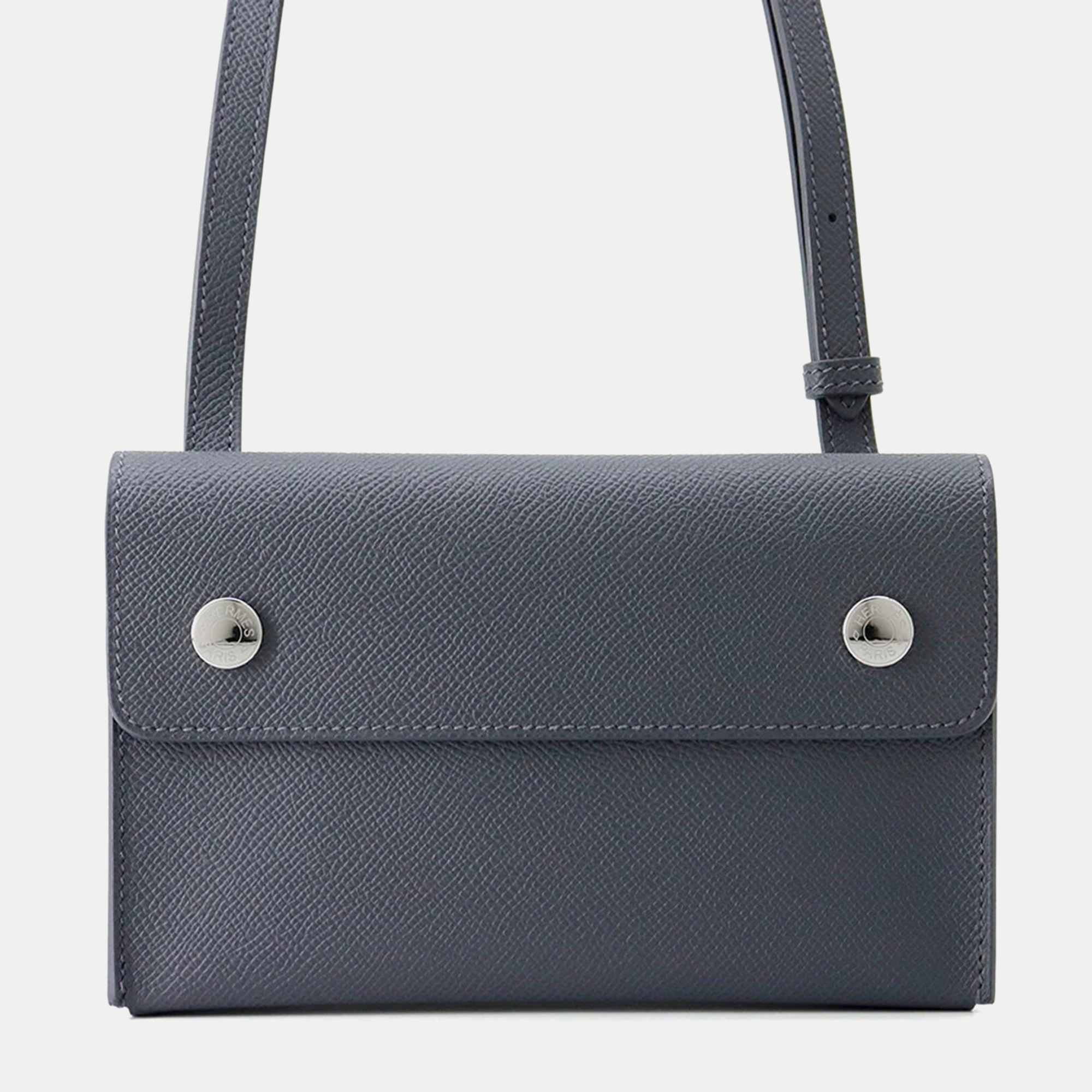

Hermes Hermesnap Grimist Epsom Leather Wallet, Grey