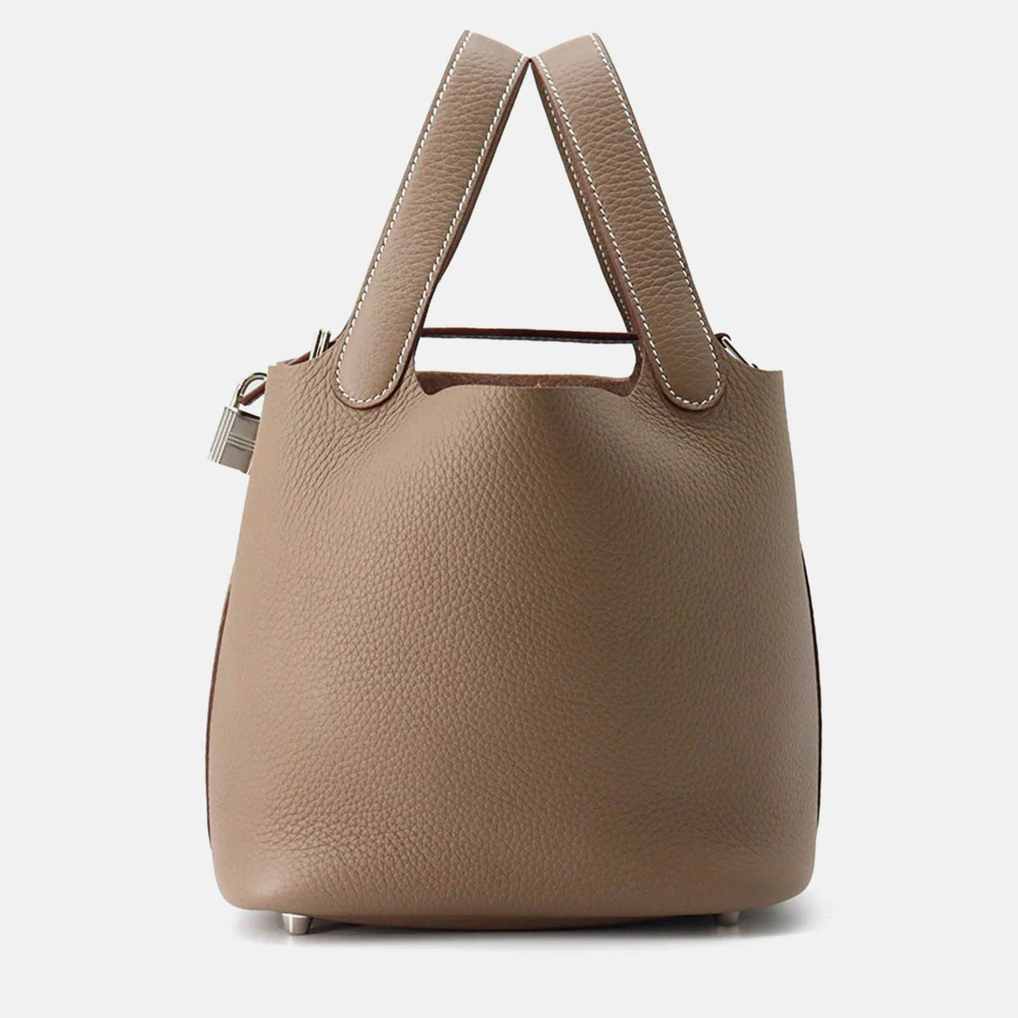 

Hermes Picotin Lock Etoupe Taurillon Clemence Size Pm, Beige