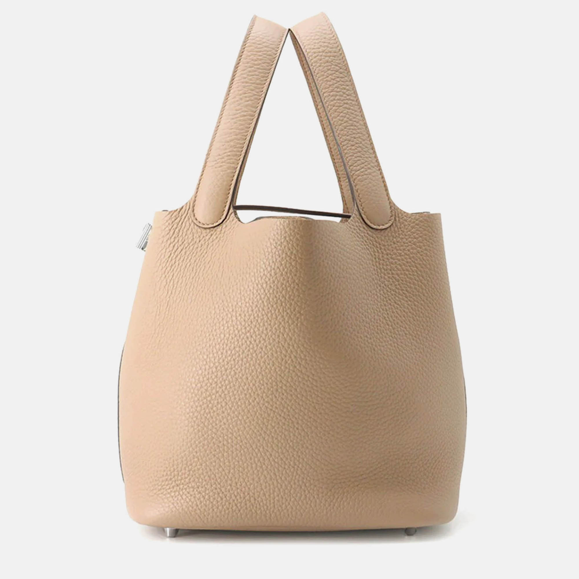 

Hermes Picotin Lock Beige Marfa Taurillon Clemence MM