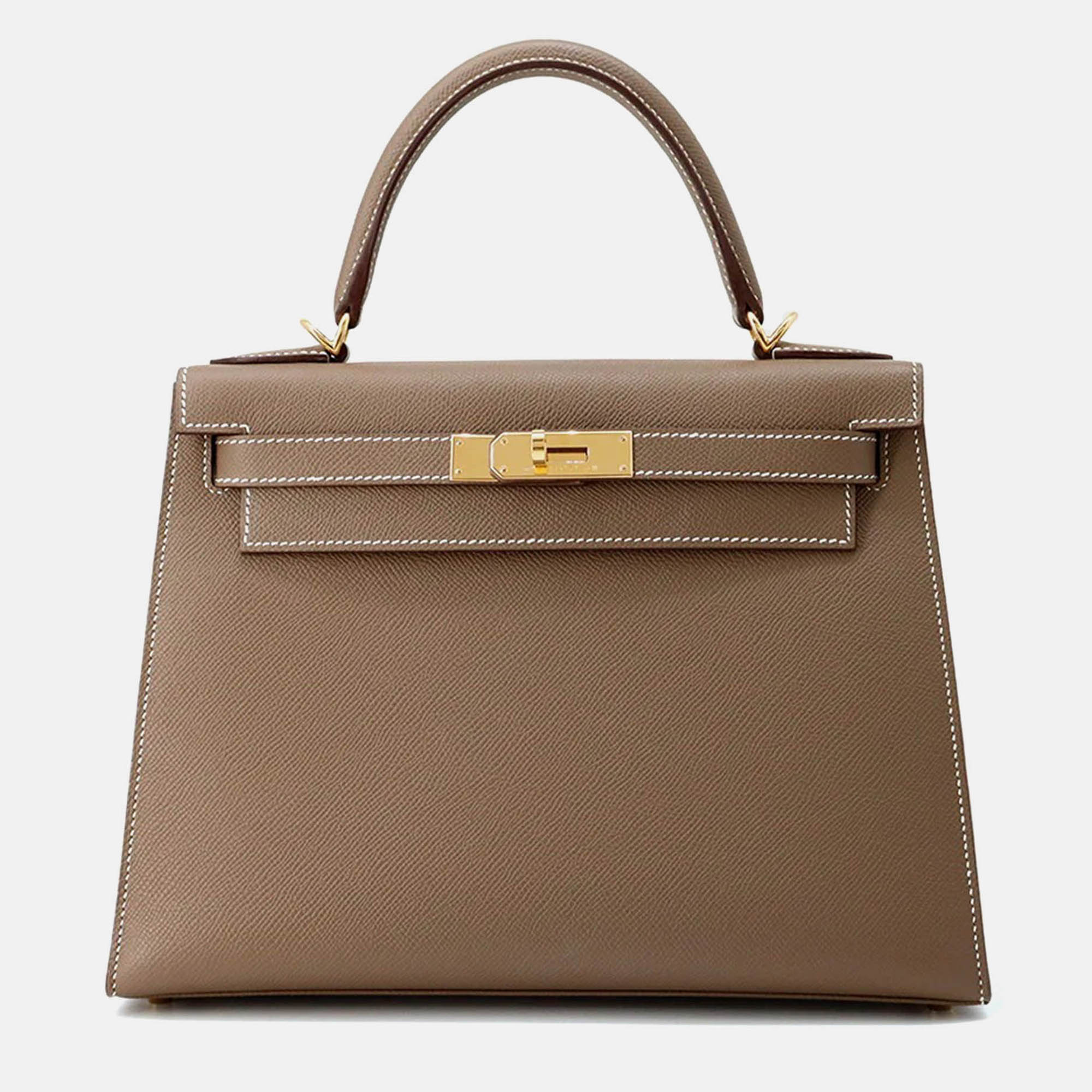 

Hermes Kelly Sellier Etoupe Epsom Size, Brown