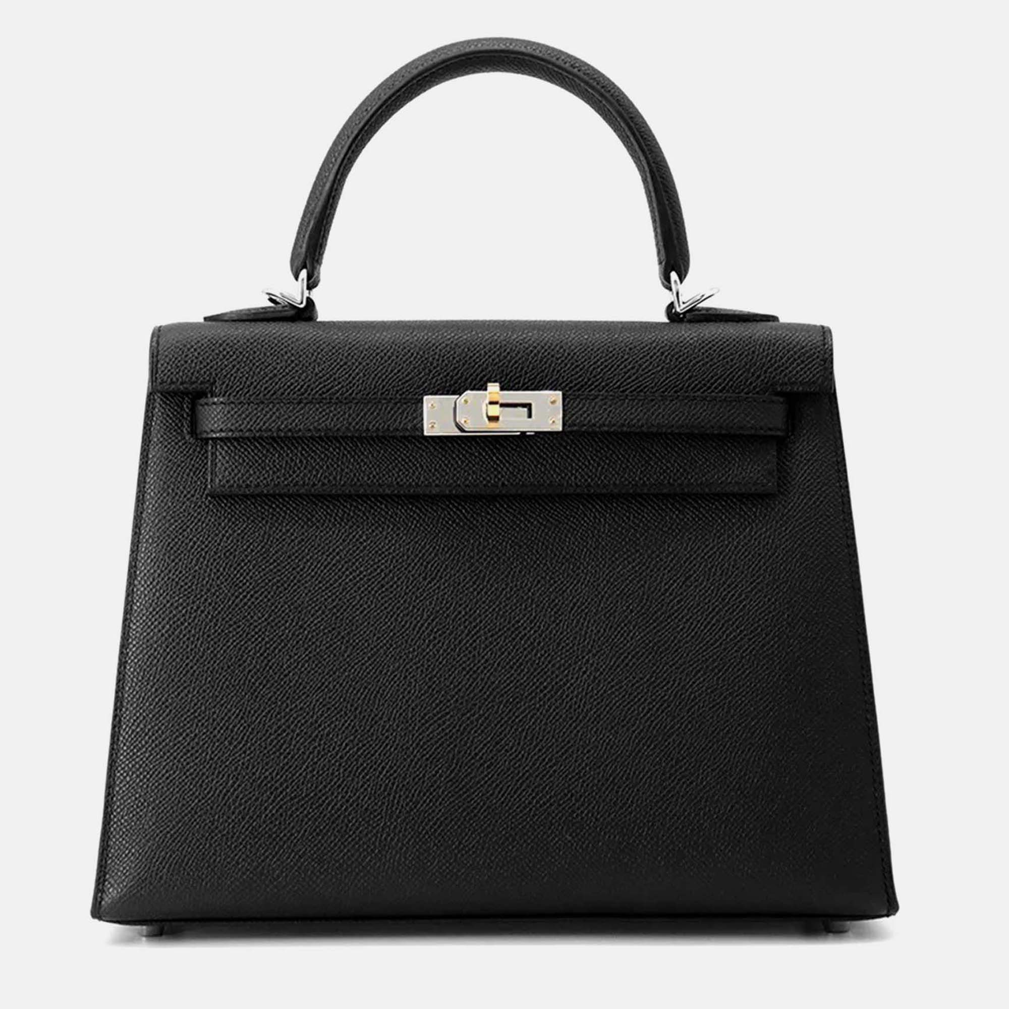 

Hermes Kelly Sellier 25 Black Epsom Leather Handbag