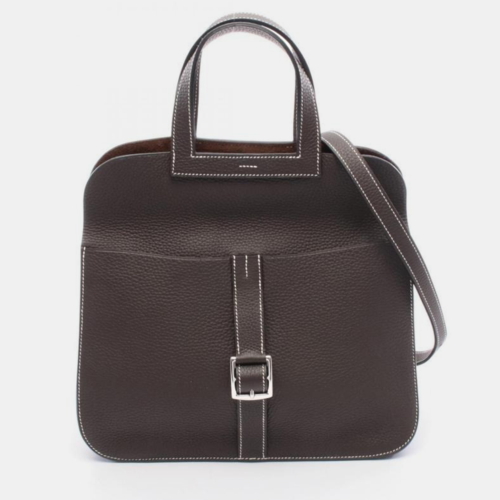 Pre-owned Hermes Halzan31 Ebene Brown Taurillon Clemence