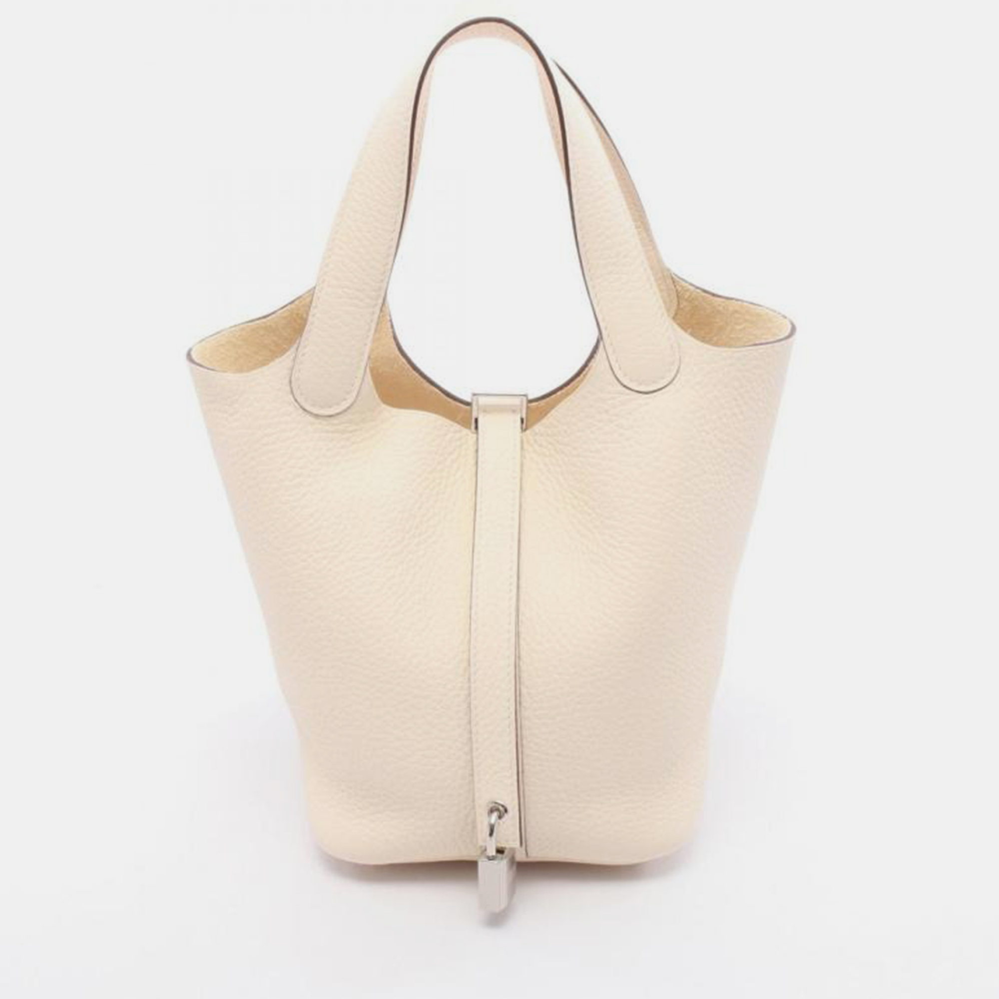 

Hermes Picotin Lock Nata Ivory Taurillon Clemence Handbag PM, Beige