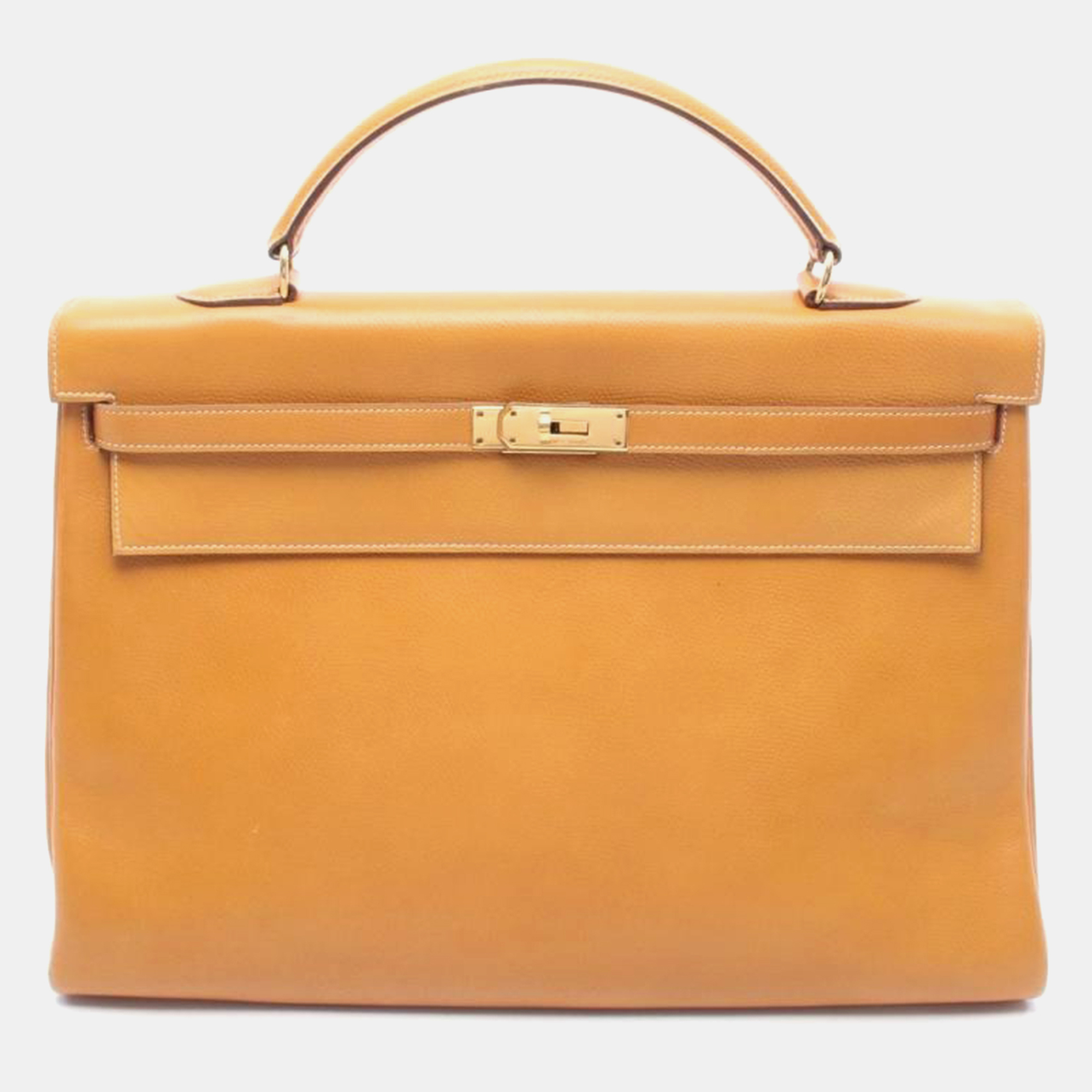 

Hermes Kelly 40 Natural Sable Gold Leather Handbag, Brown