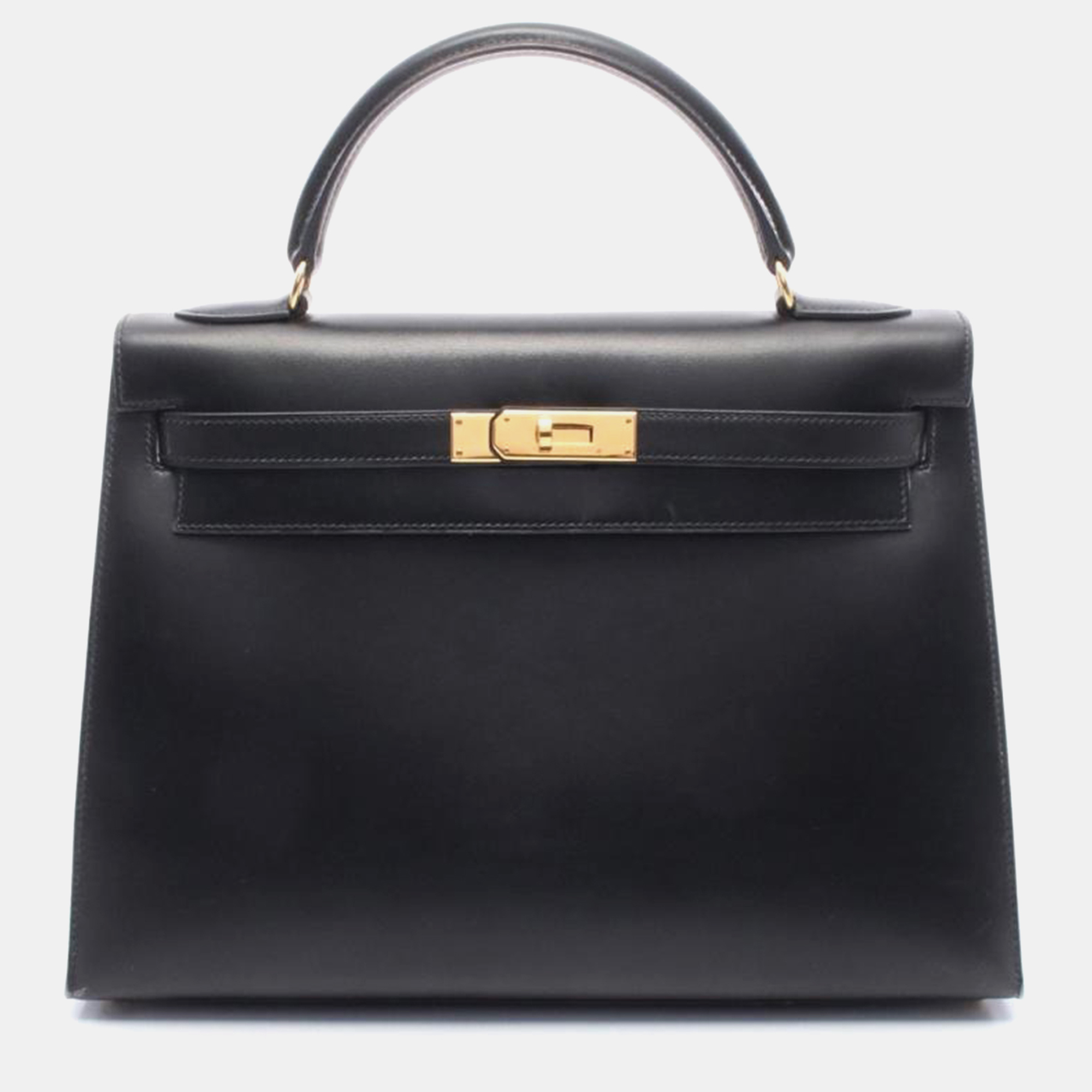

Hermes Kelly 32 Noir Box Calf Leather Handbag, Black