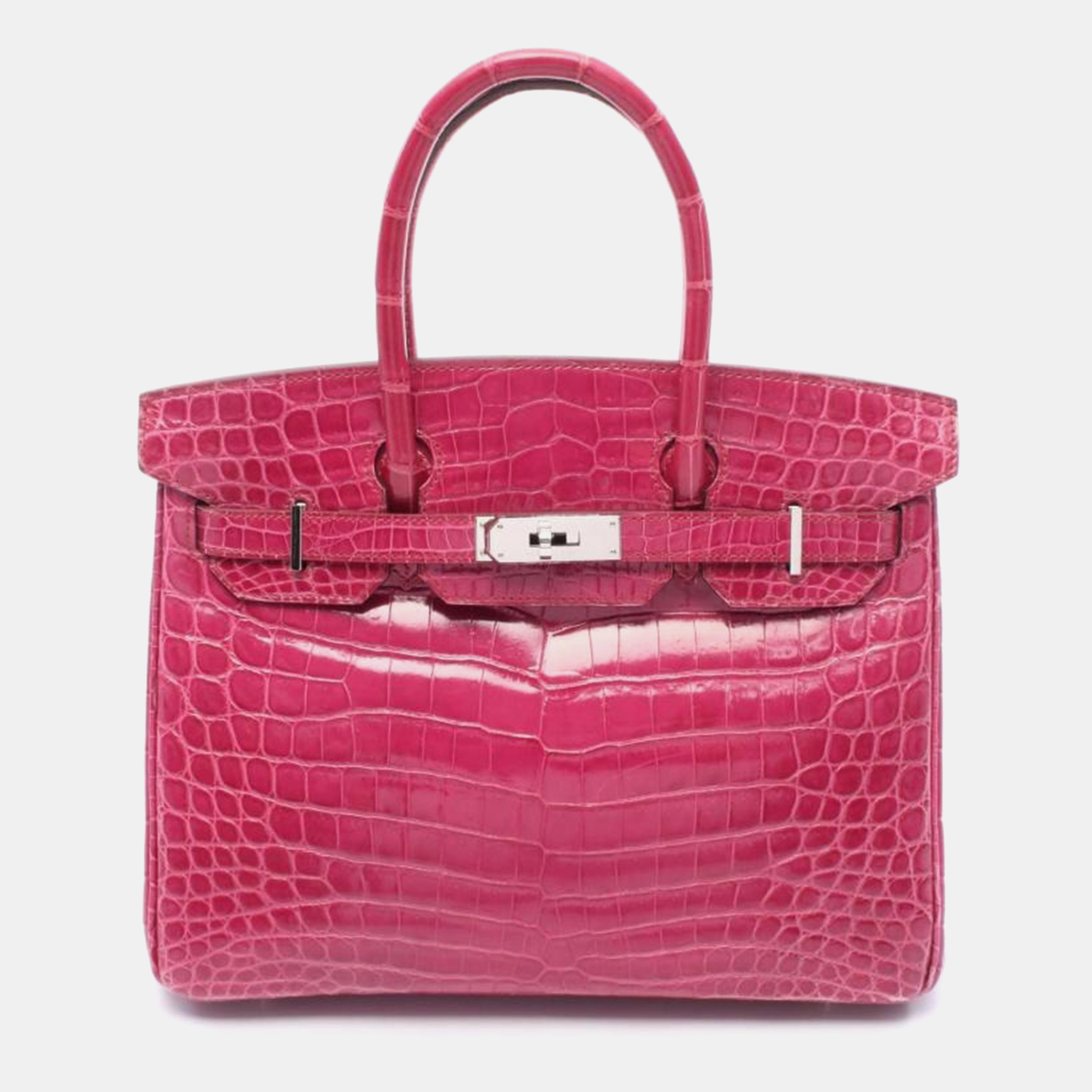 Hermes Birkin 30 Rose Sheherazade Niloticus Crocodile Leather Handbag