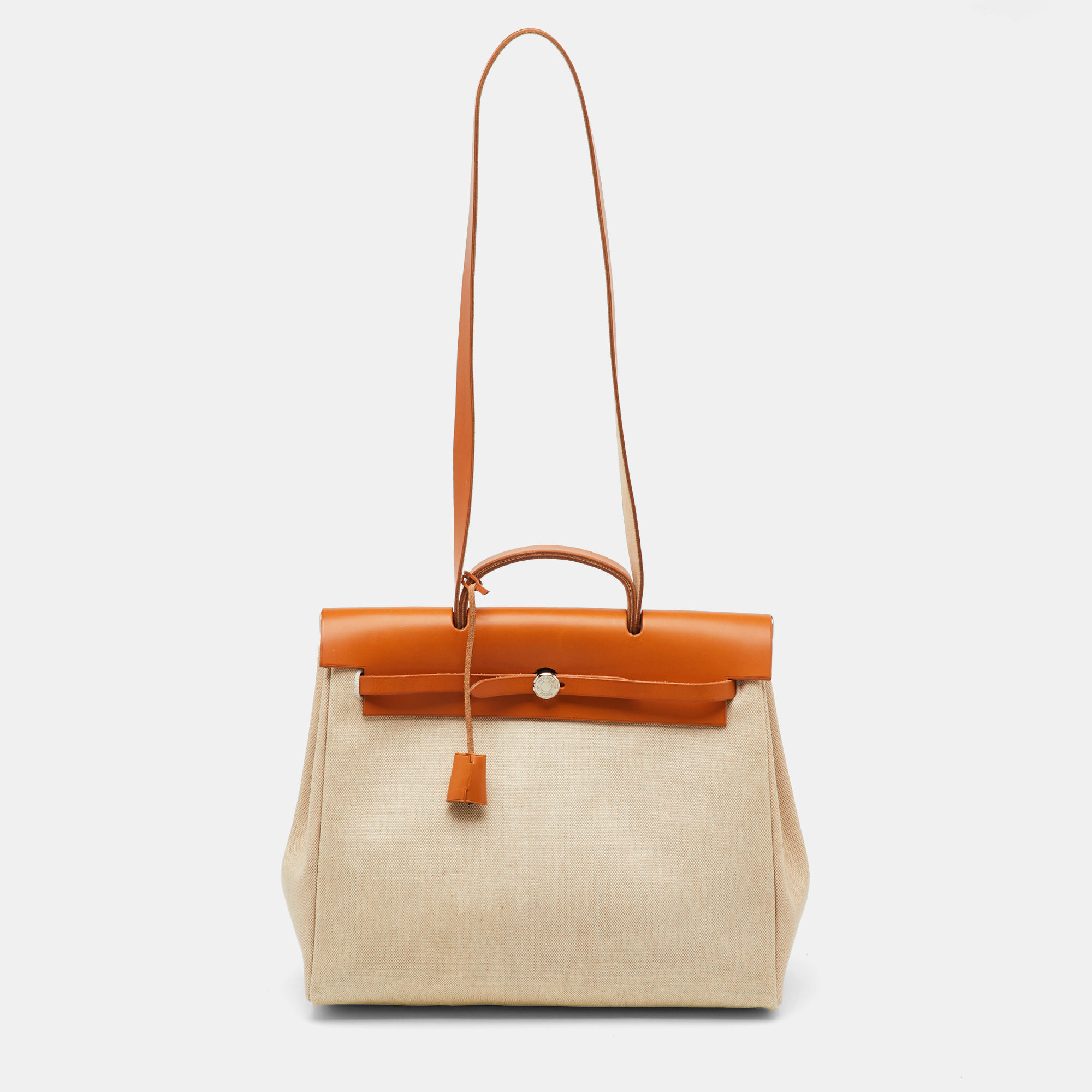 

Hermès Ecru/Natural Toile Canvas and Vache Leather Herbag 39 Bag, Beige
