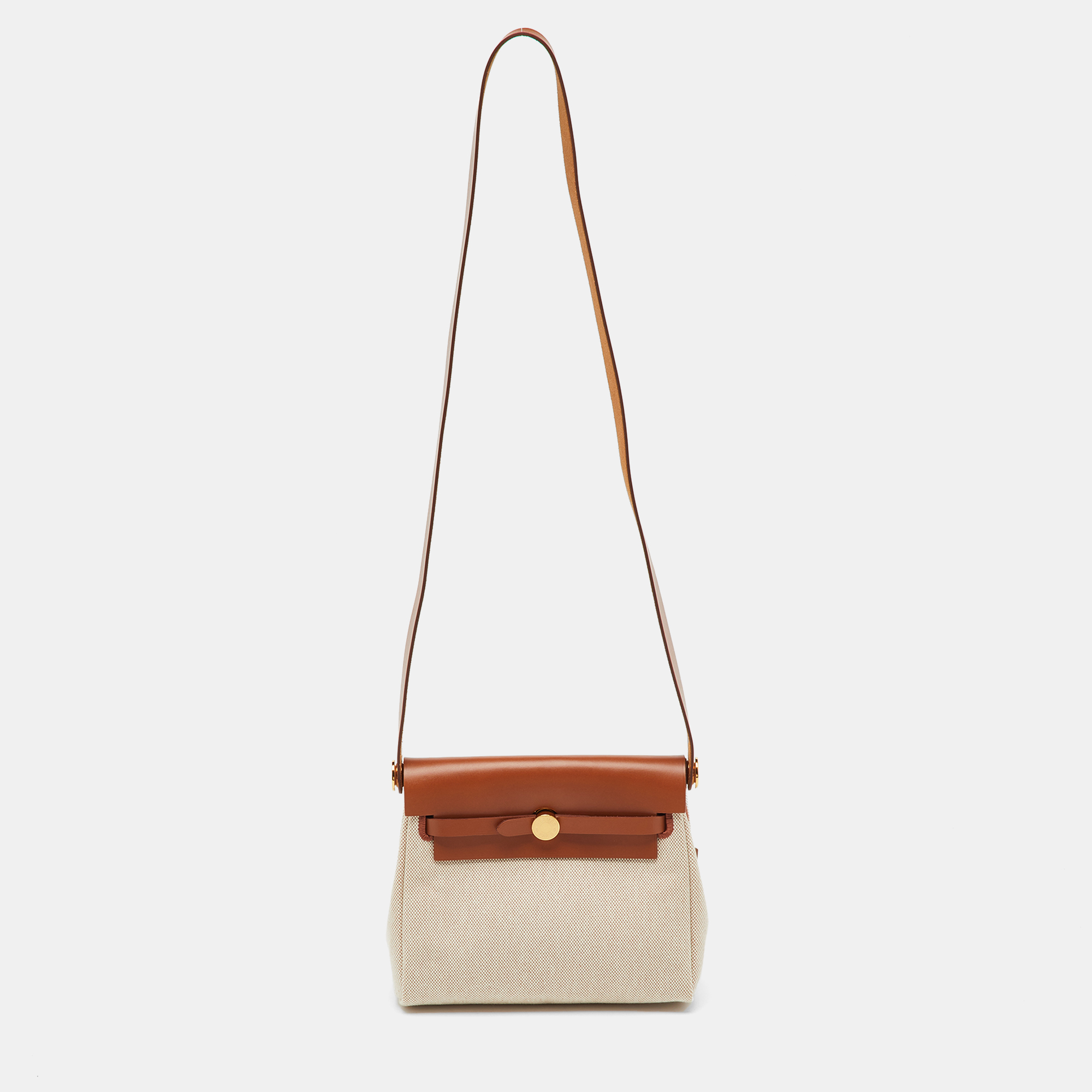 

Hermès Ecru/Natural Toile Canvas and Vache Hunter Leather Herbag Zip 20 Bag, Beige