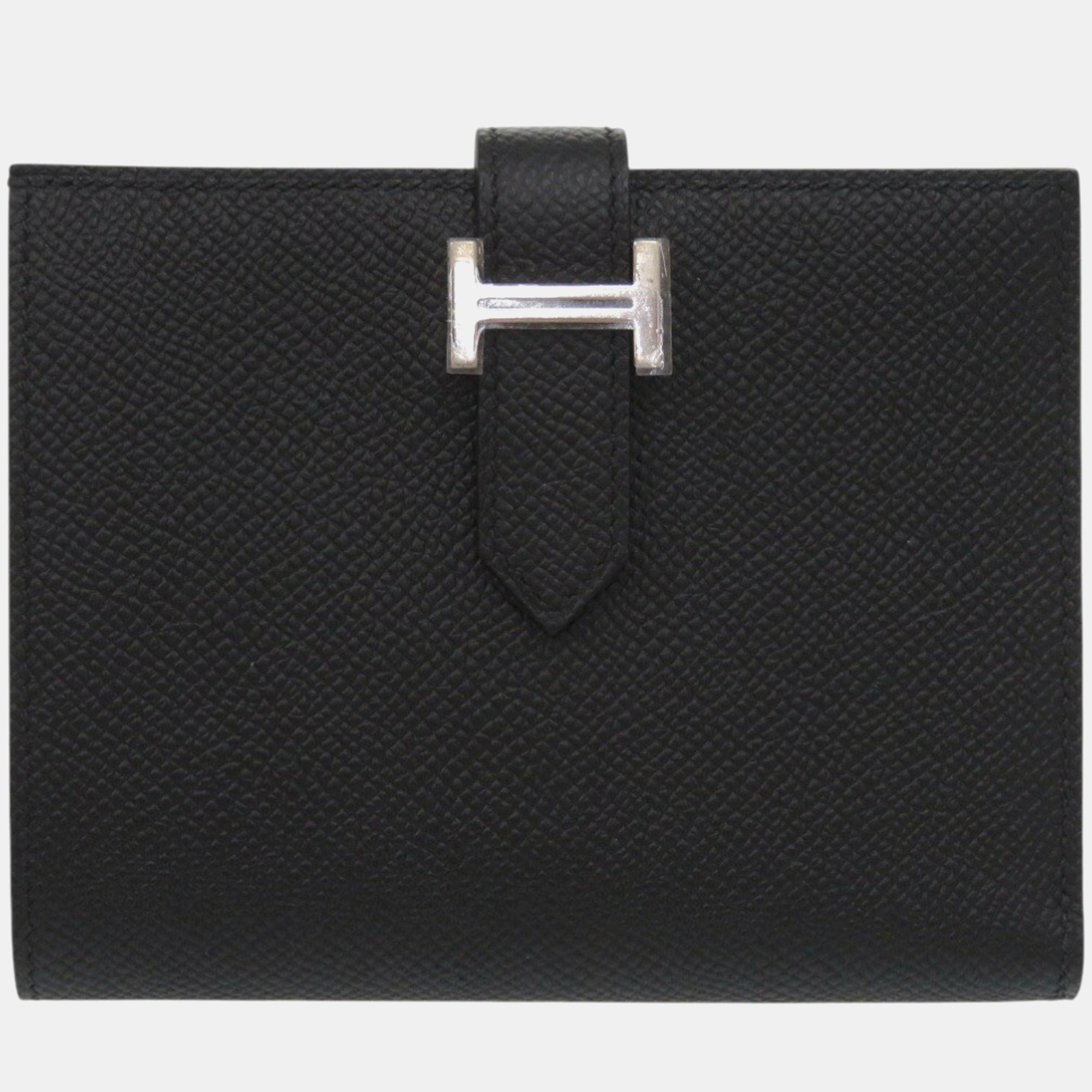 

Hermes Bearn Black Epsom Leather Compact Wallet