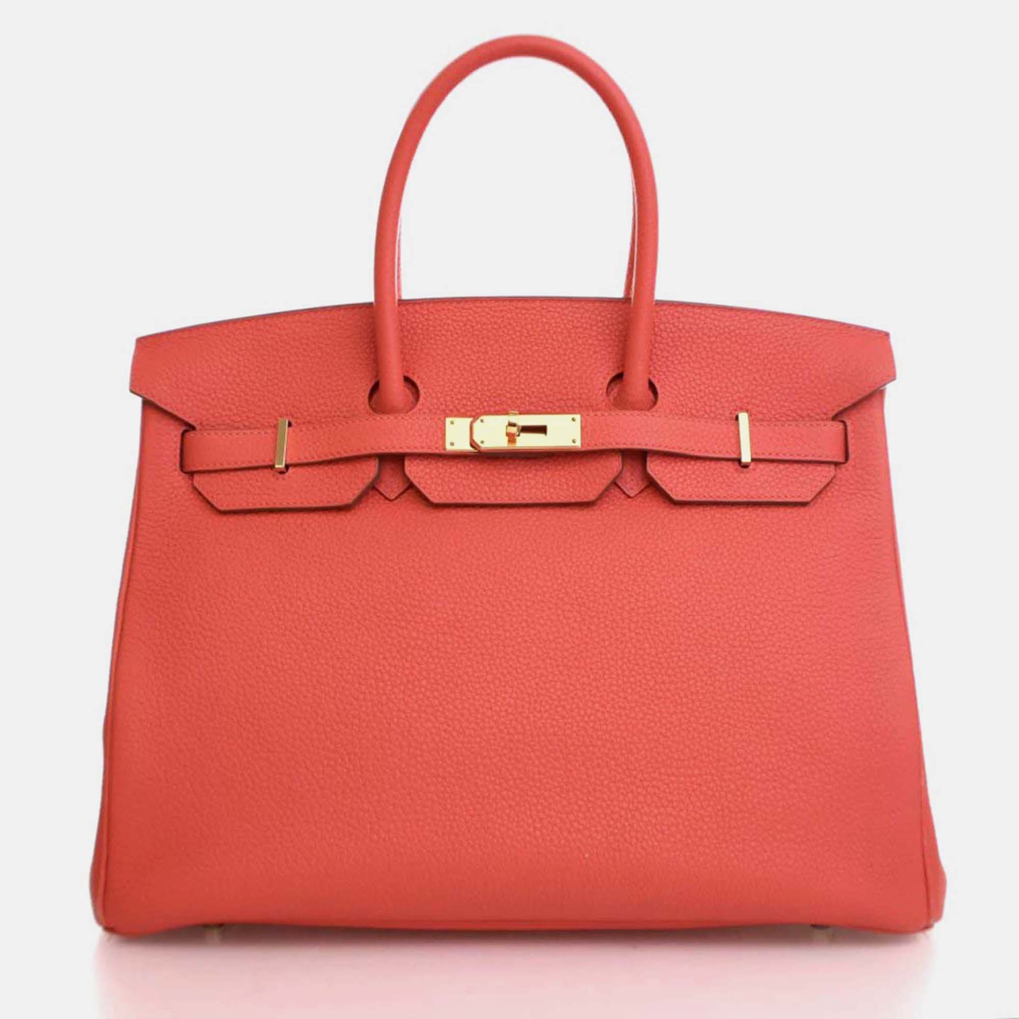 

Hermes Birkin 35 Rose Jaipur Pink Red Togo Leather Top Handle Bag