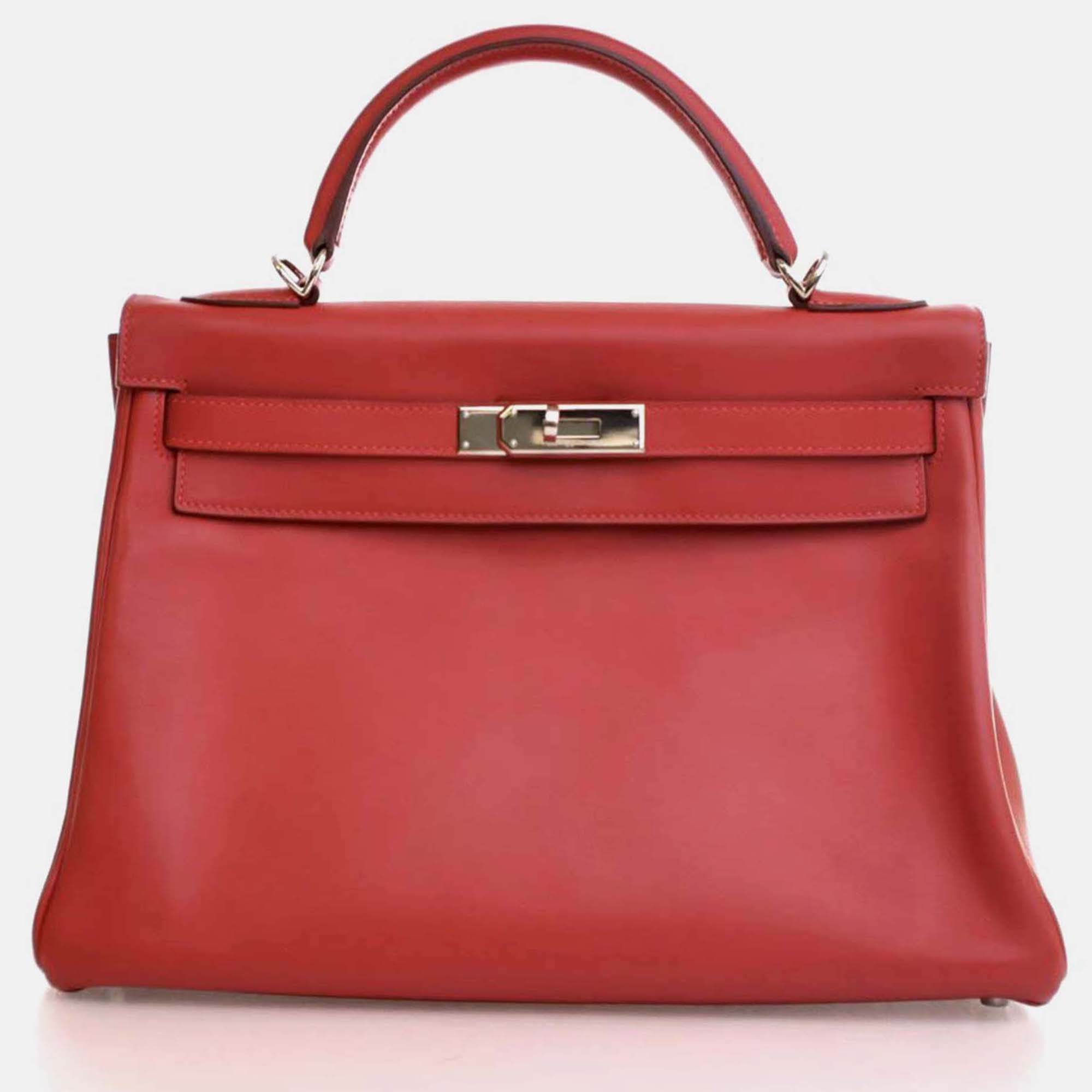 

Hermes Kelly 32 Red Swift Leather Top Handle Bag