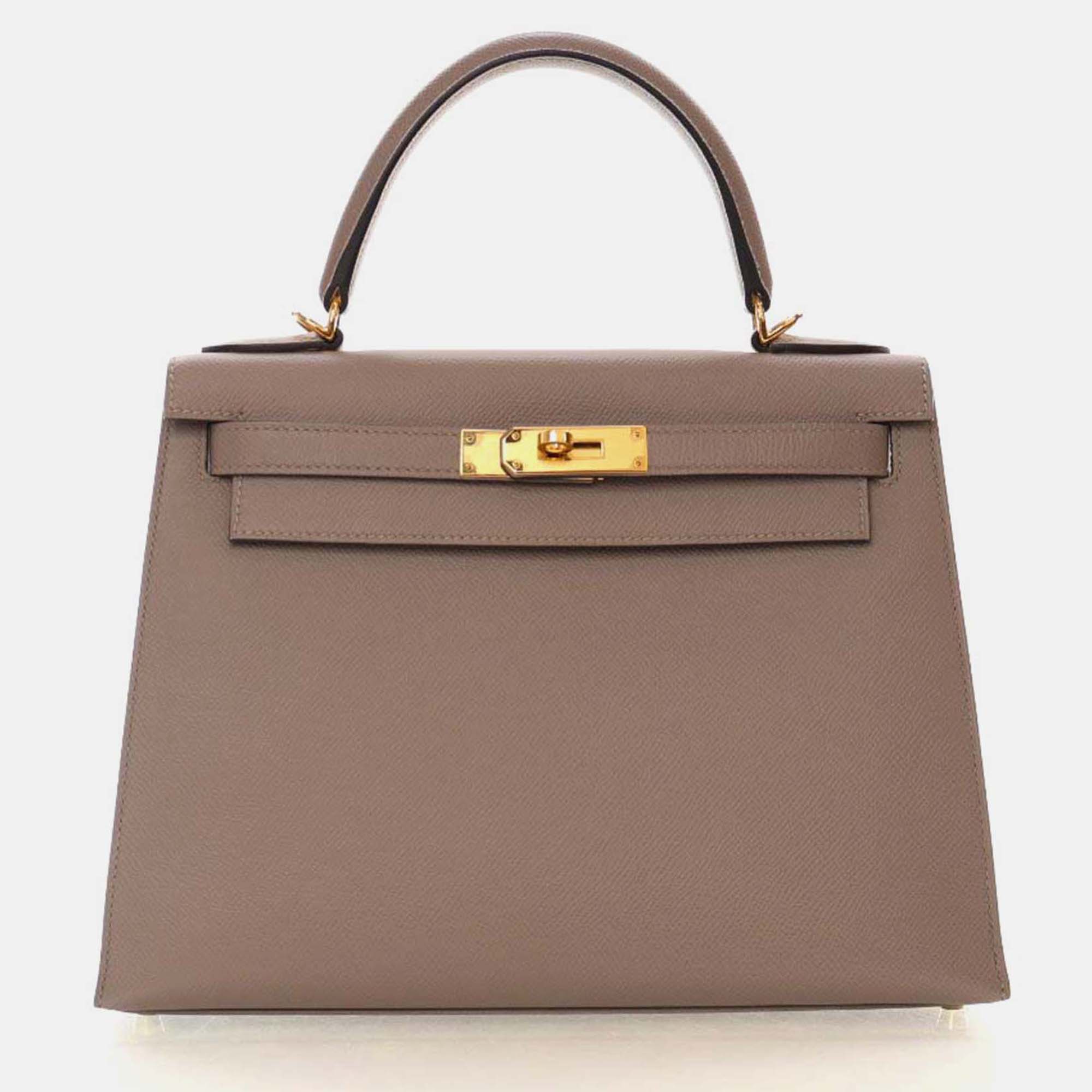 

Hermes Kelly 28 Gris Asphalt Epsom Leather Top Handle Bag, Grey