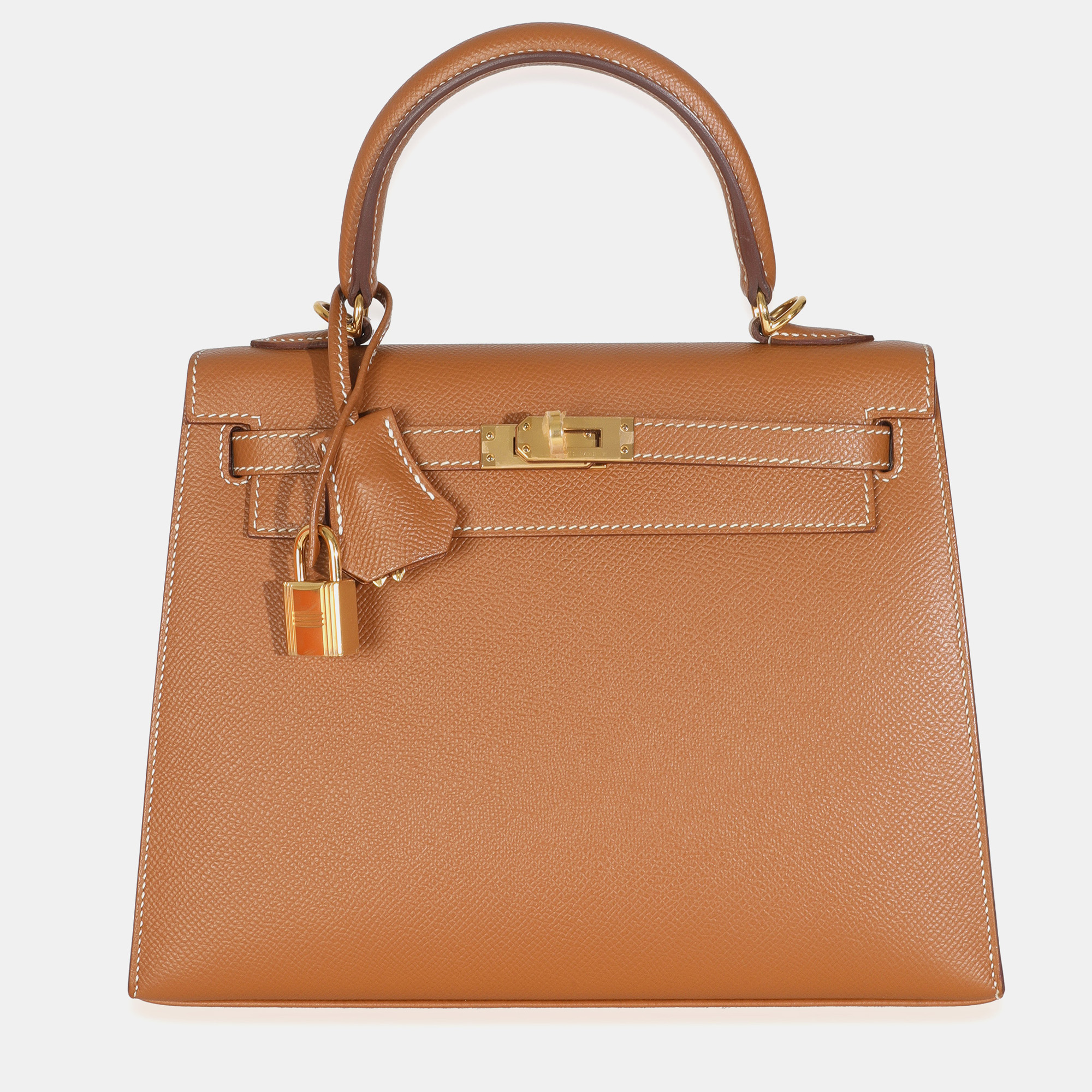 Pre-owned Hermes Gold Epsom Sellier Kelly 25 Ghw