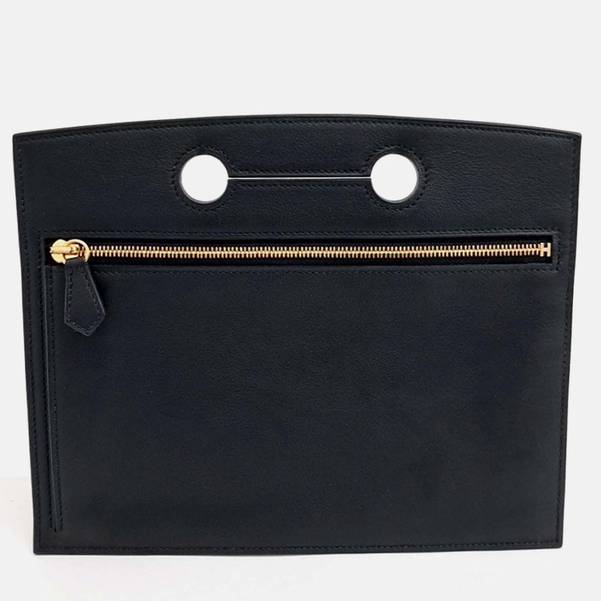

Hermes Black Leather Hermes Bag Pocket 25