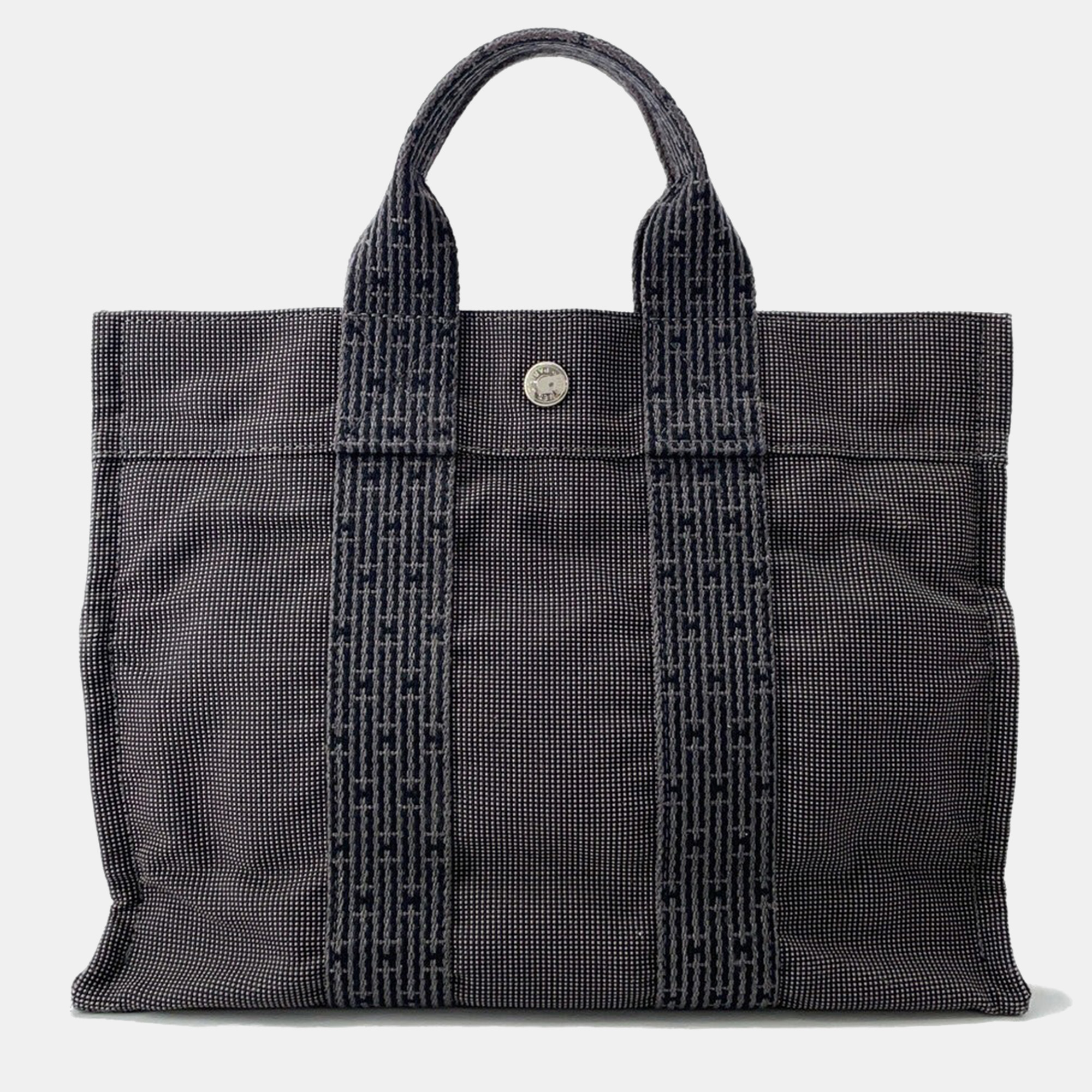 

Hermes Herline PM Gray Nylon Canvas Tote Bag, Grey