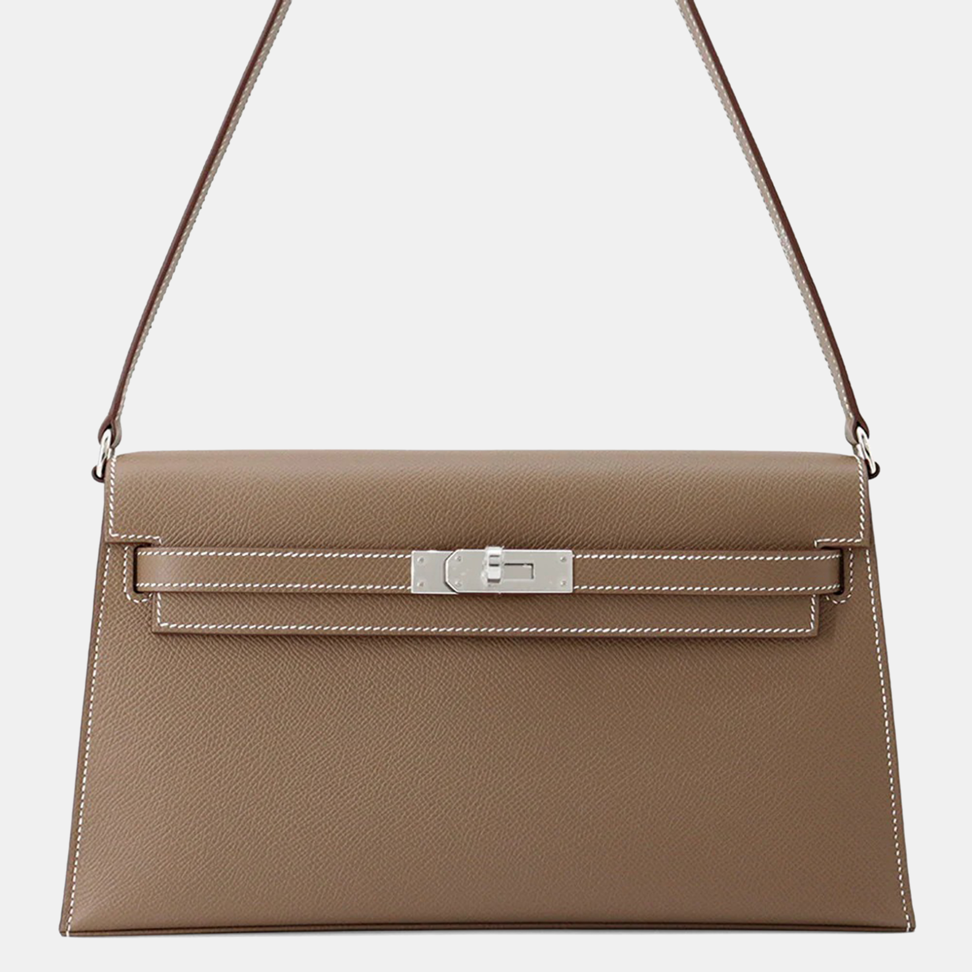 Pre-owned Hermes Kelly Elan Etoupe Epsom Handbag In Brown