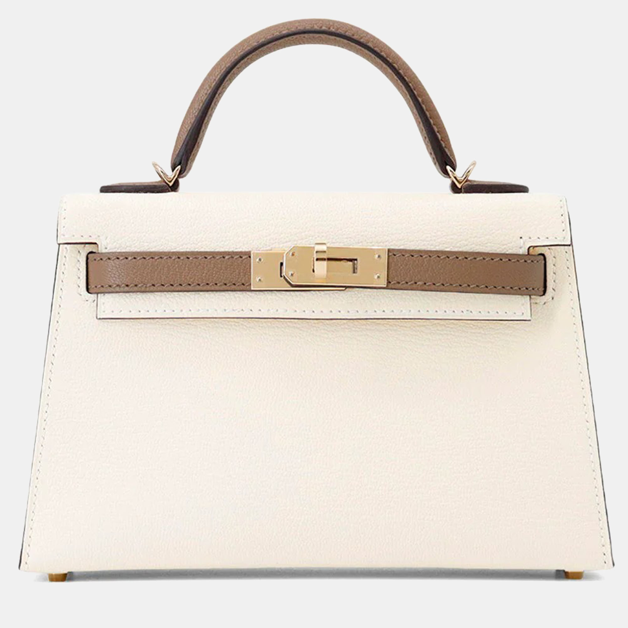 

Hermes Mini Kelly 2 Spo Nata / Etoupe Chevre Myzore Goatskin, Cream