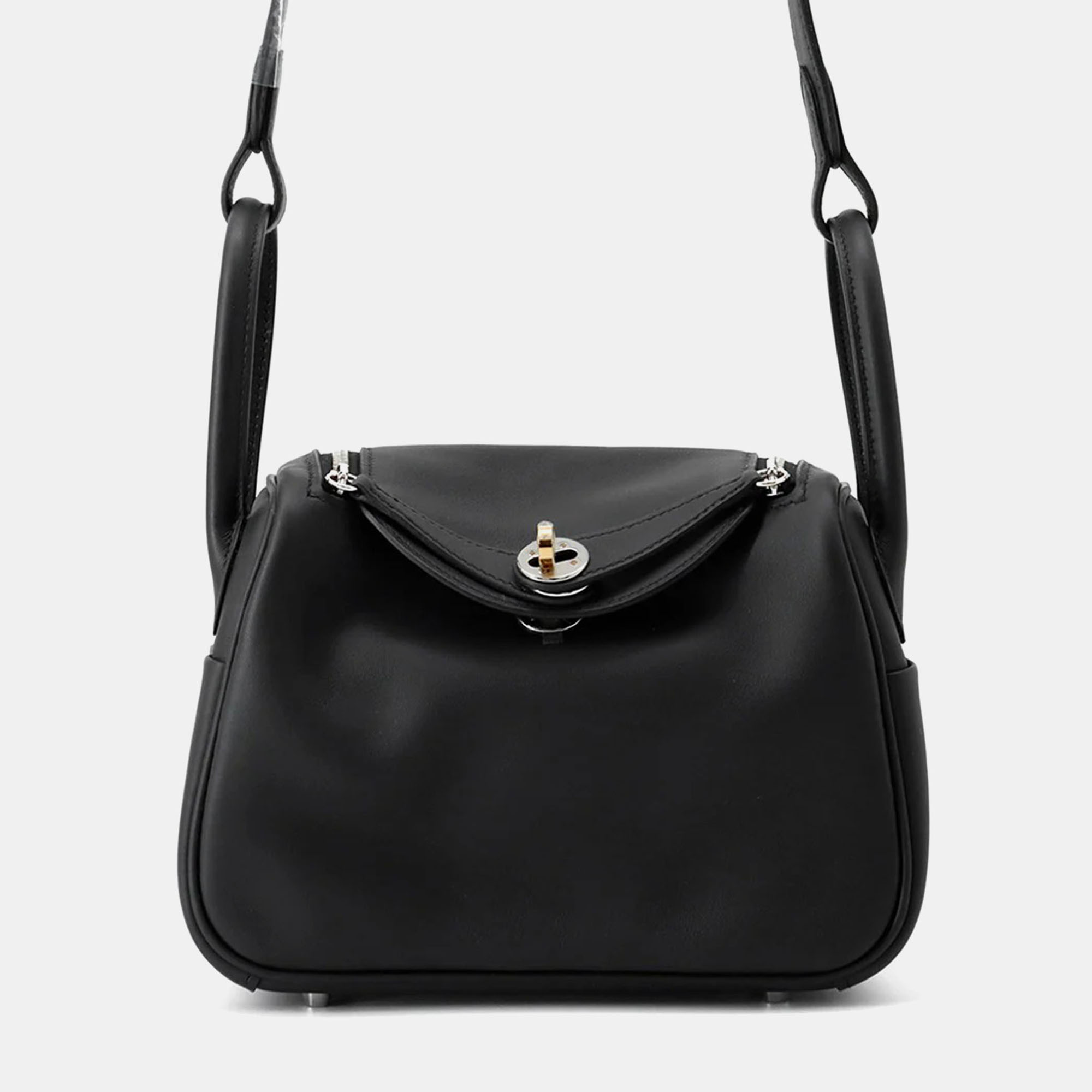 

Hermes Lindy Mini Black Swift Leather Handbag