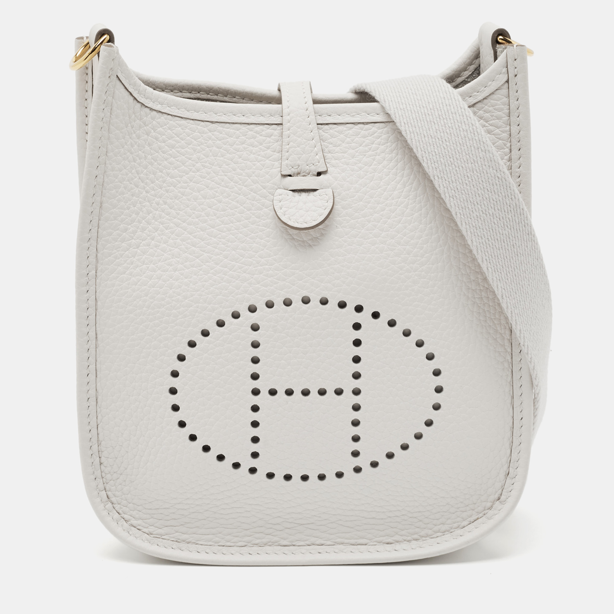 

Hermès Gris Pale Taurillon Clemence Leather Evelyne TPM Bag, Grey