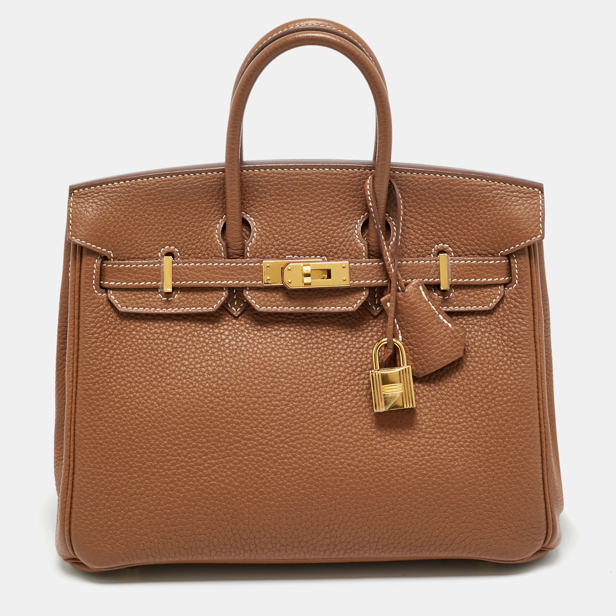 

Hermes Gold Togo Leather Gold Finish Birkin 25 Bag, Blue