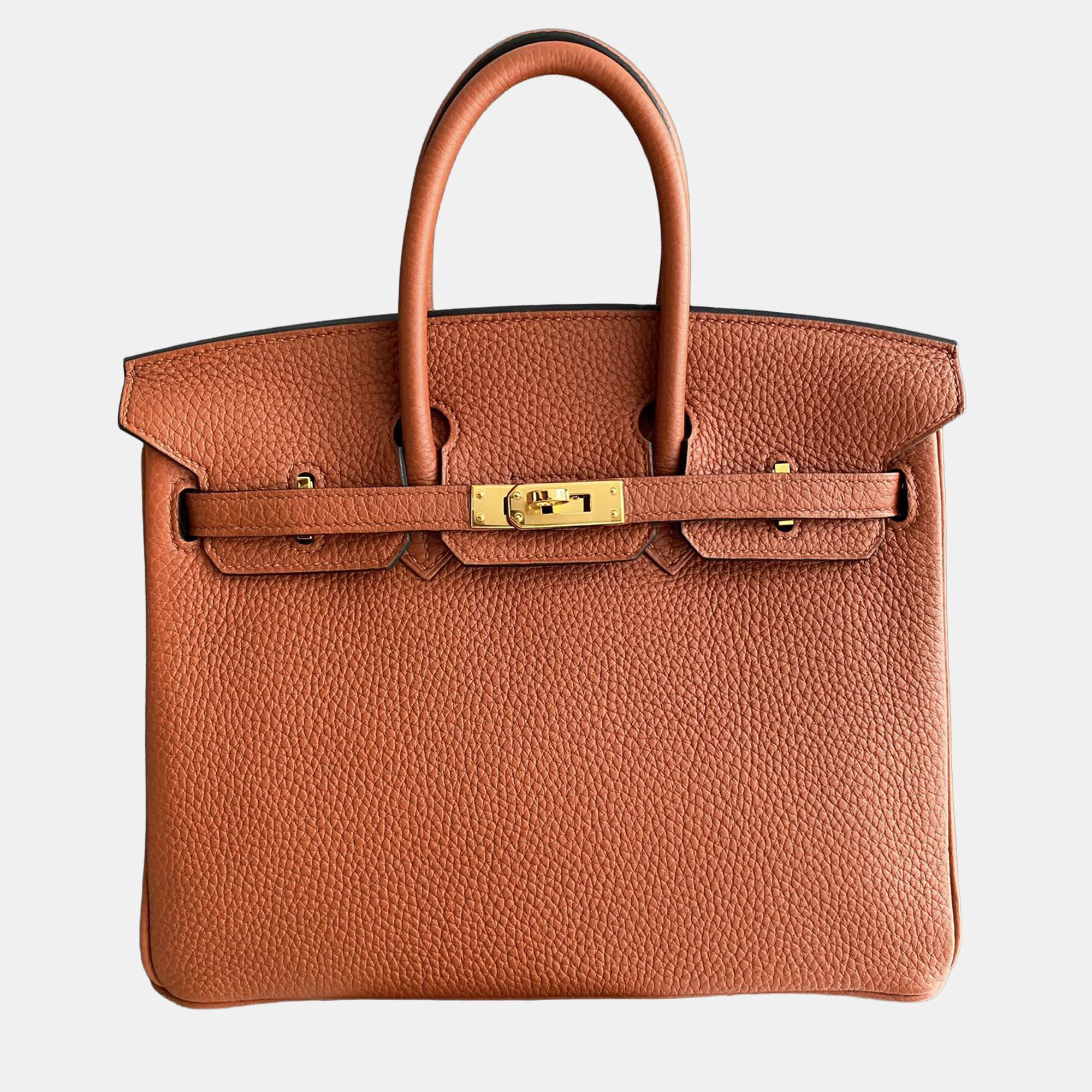Pre-owned Hermes Birkin 25 Leather Handbag In Orange