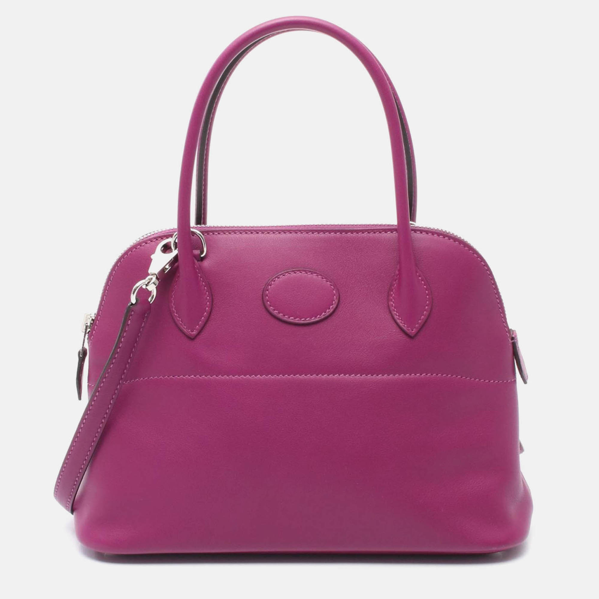 Pre-owned Hermes Bolide27 Anemone Swift Leather Shoulder Handbag 047653ck In Purple