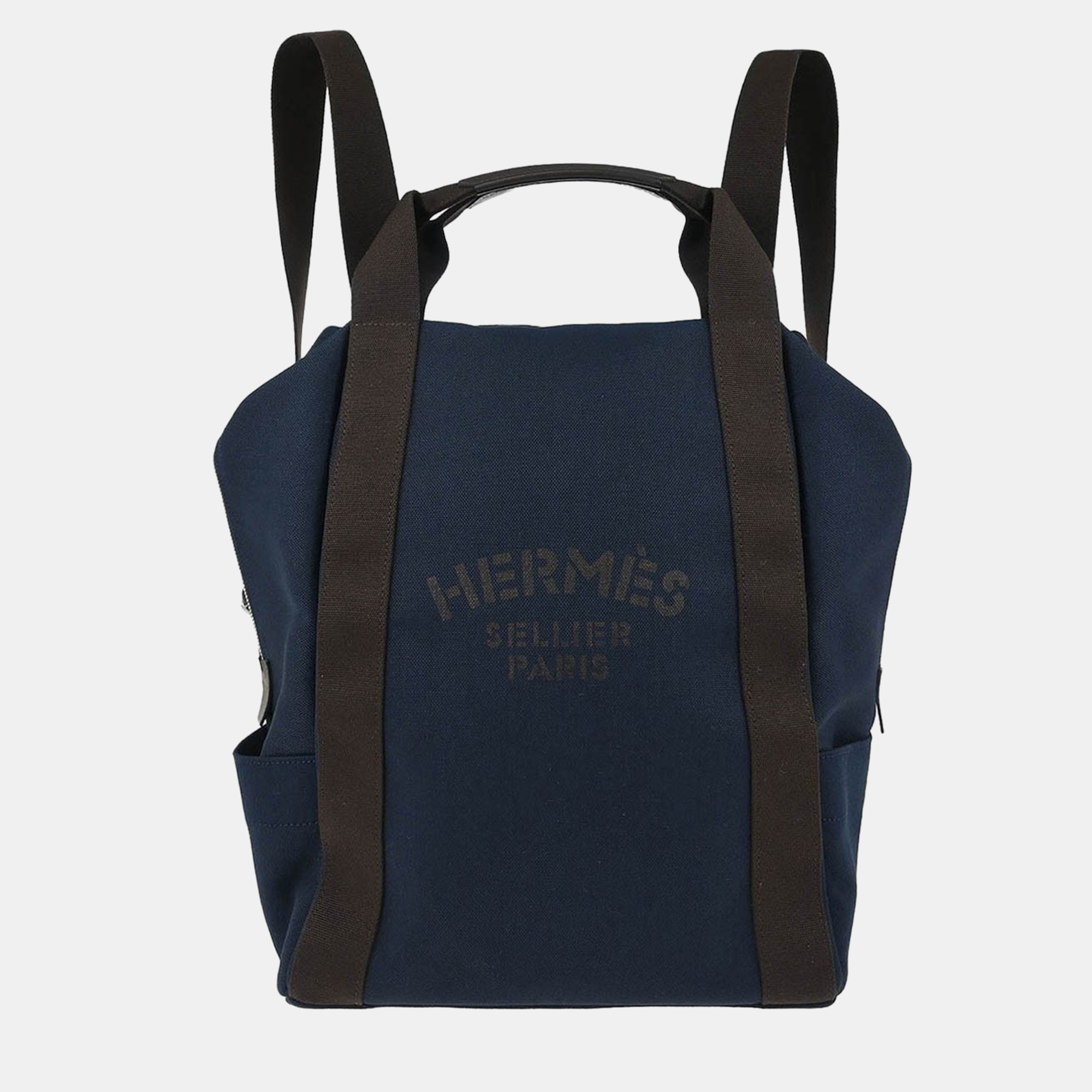 

Hermes Navy Toile Officier Sac De Pansage Groom Backpack, Navy blue