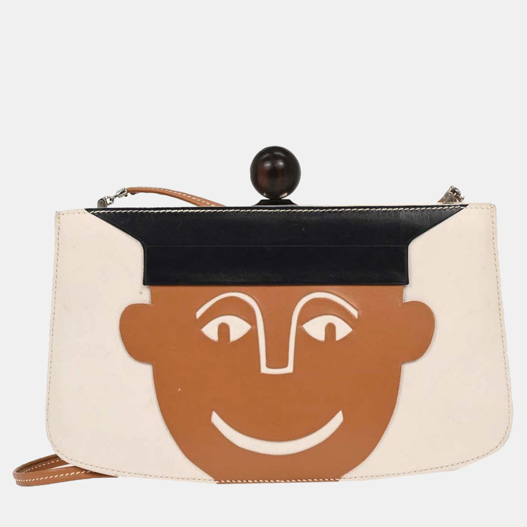 Pre-owned Hermes Cream Box Calf Sac A Malice Shoulder Bag In White