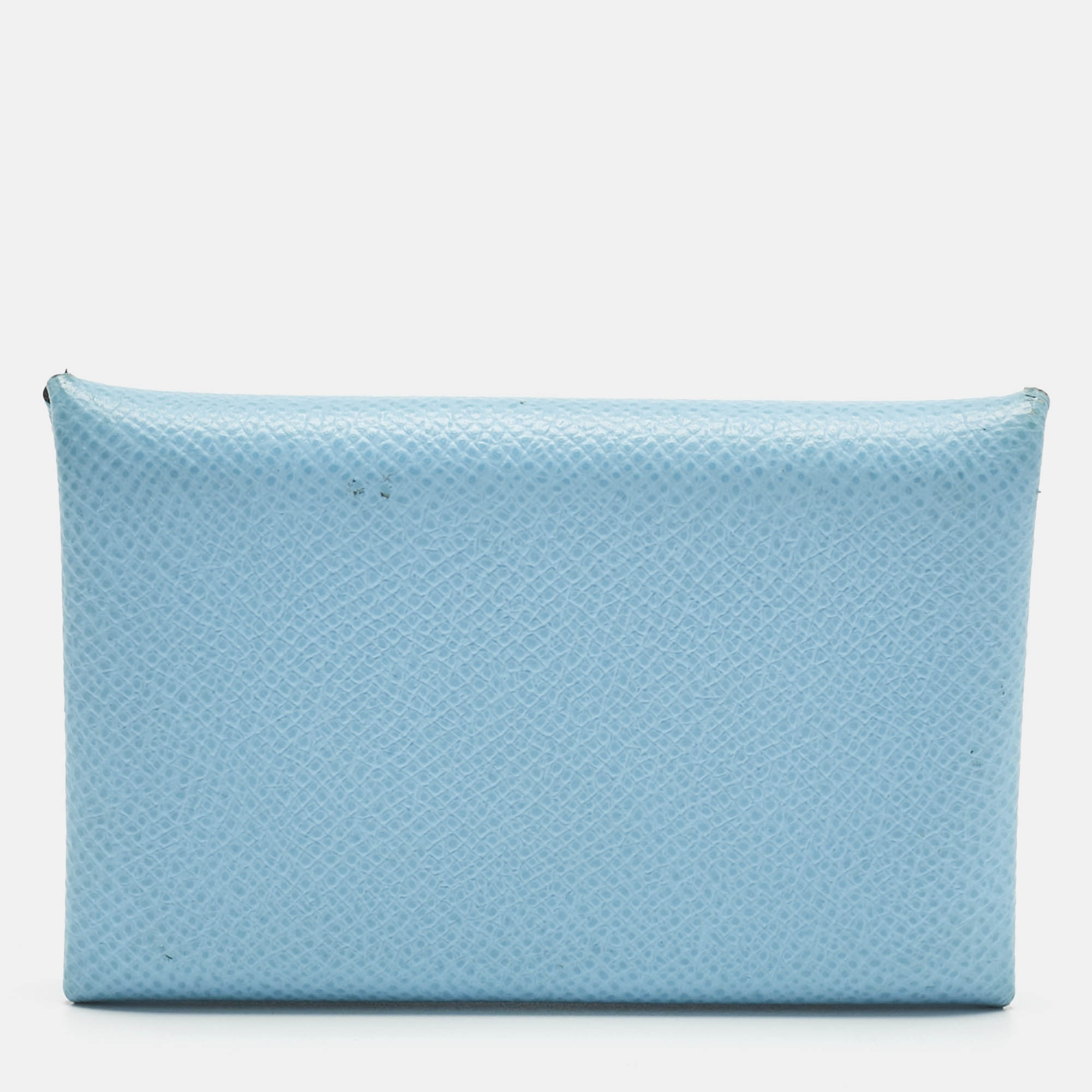 

Hermès Celeste Epsom Leather Calvi Card Holder, Blue