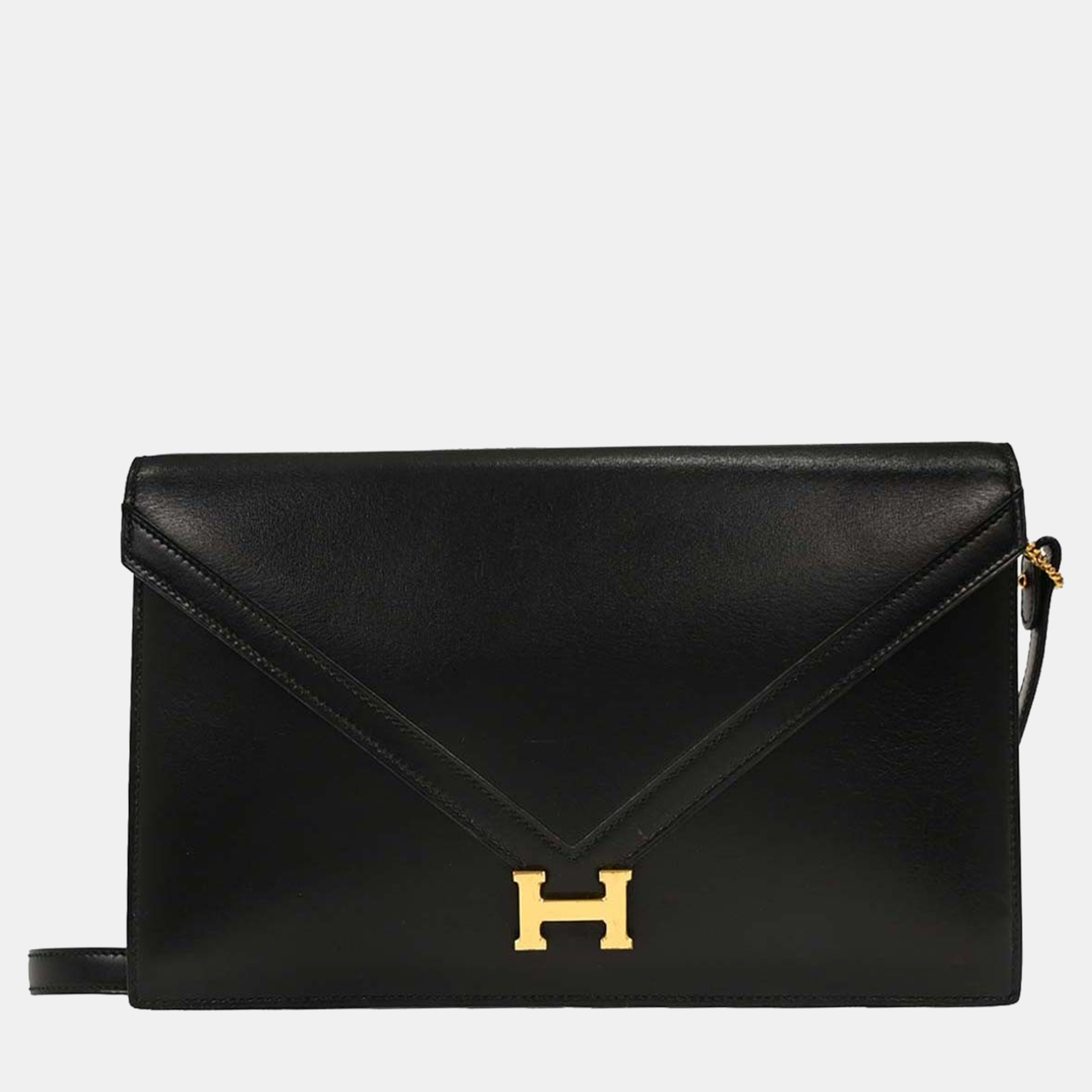

Hermes Lydie Black Box Calf 2way Clutch Shoulder Bag