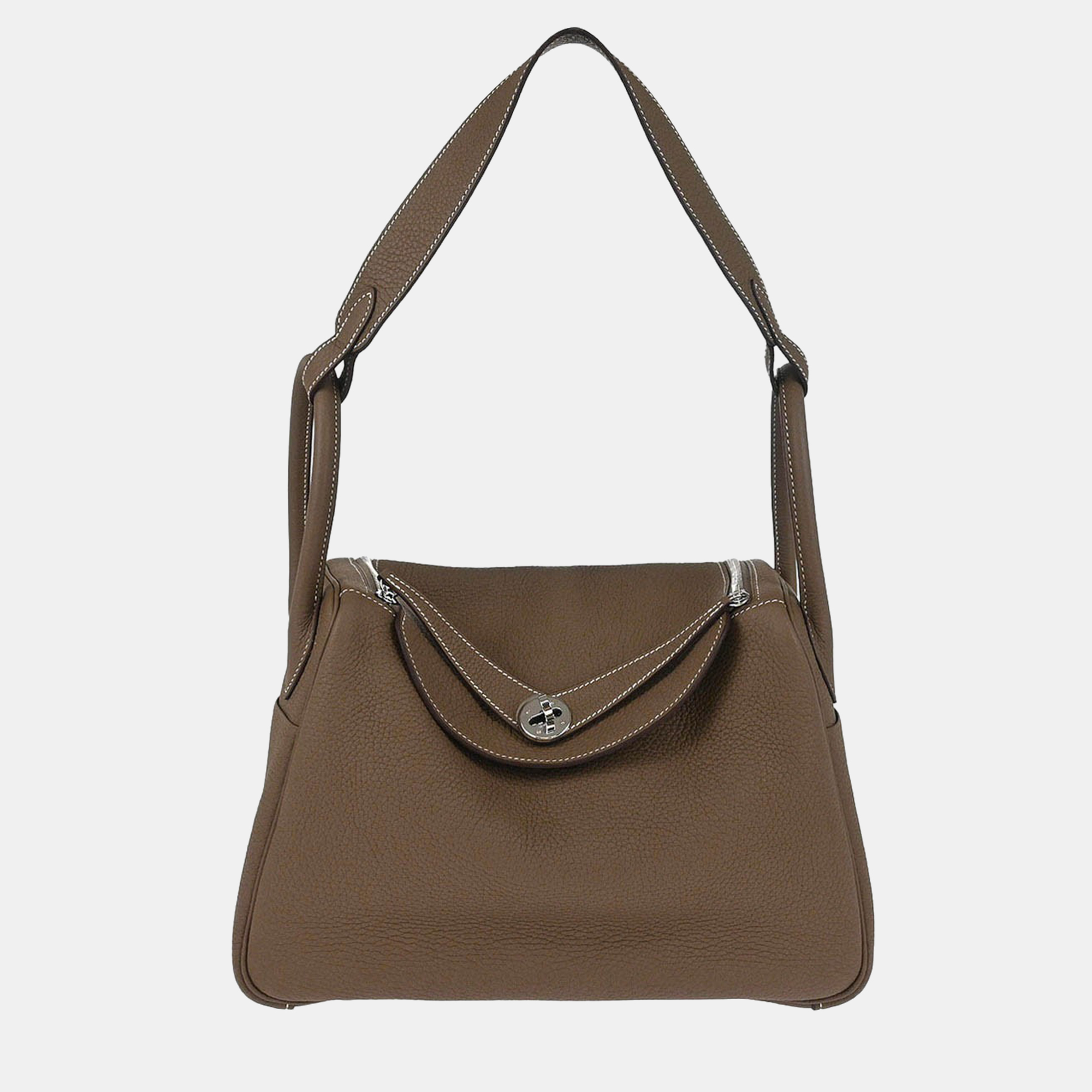 

Hermes Lindy 30 Etoupe Taurillon Clemence Shoulder Bag, Brown