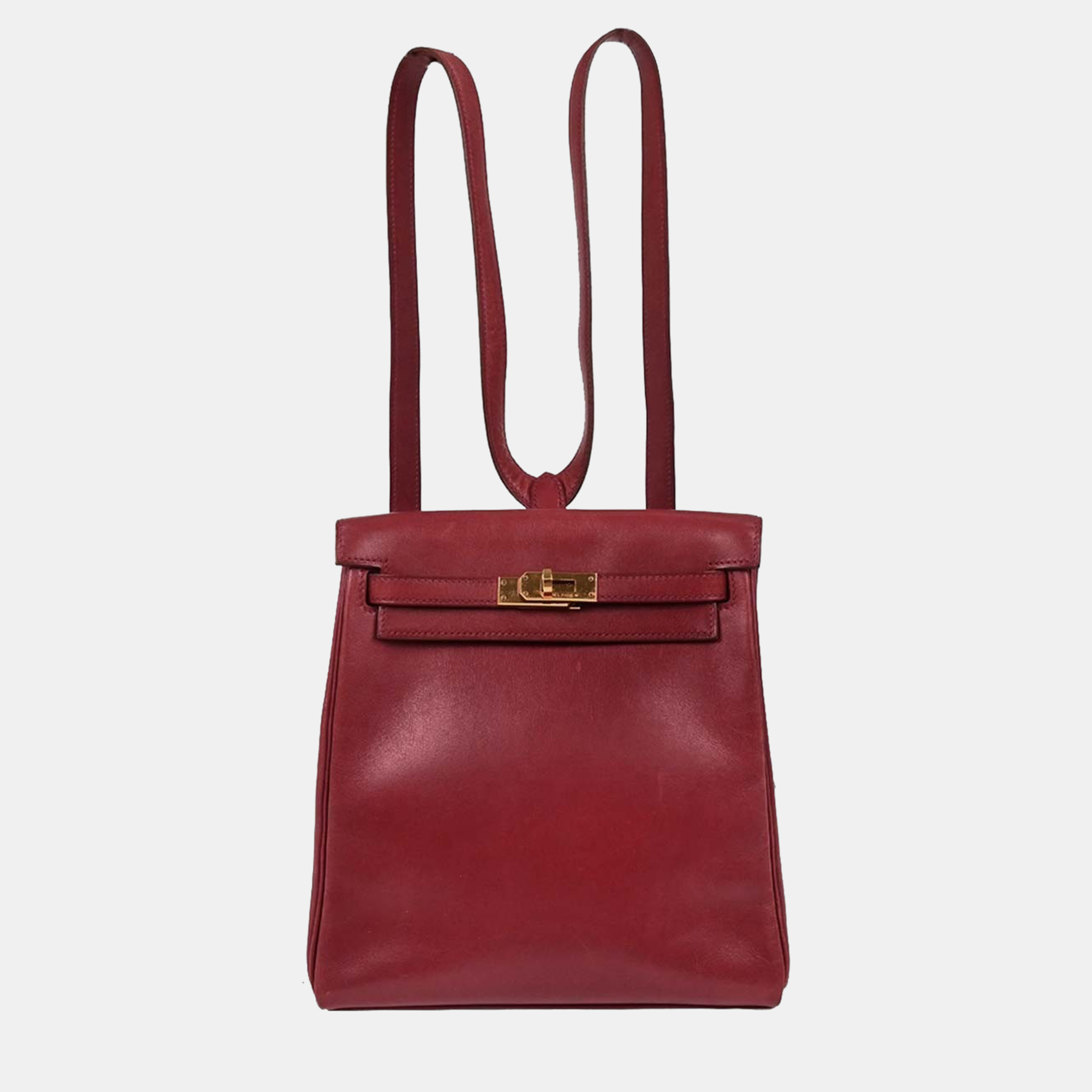 

Hermes Kelly A Dos Rouge Vif Box Calf Backpack PM, Red