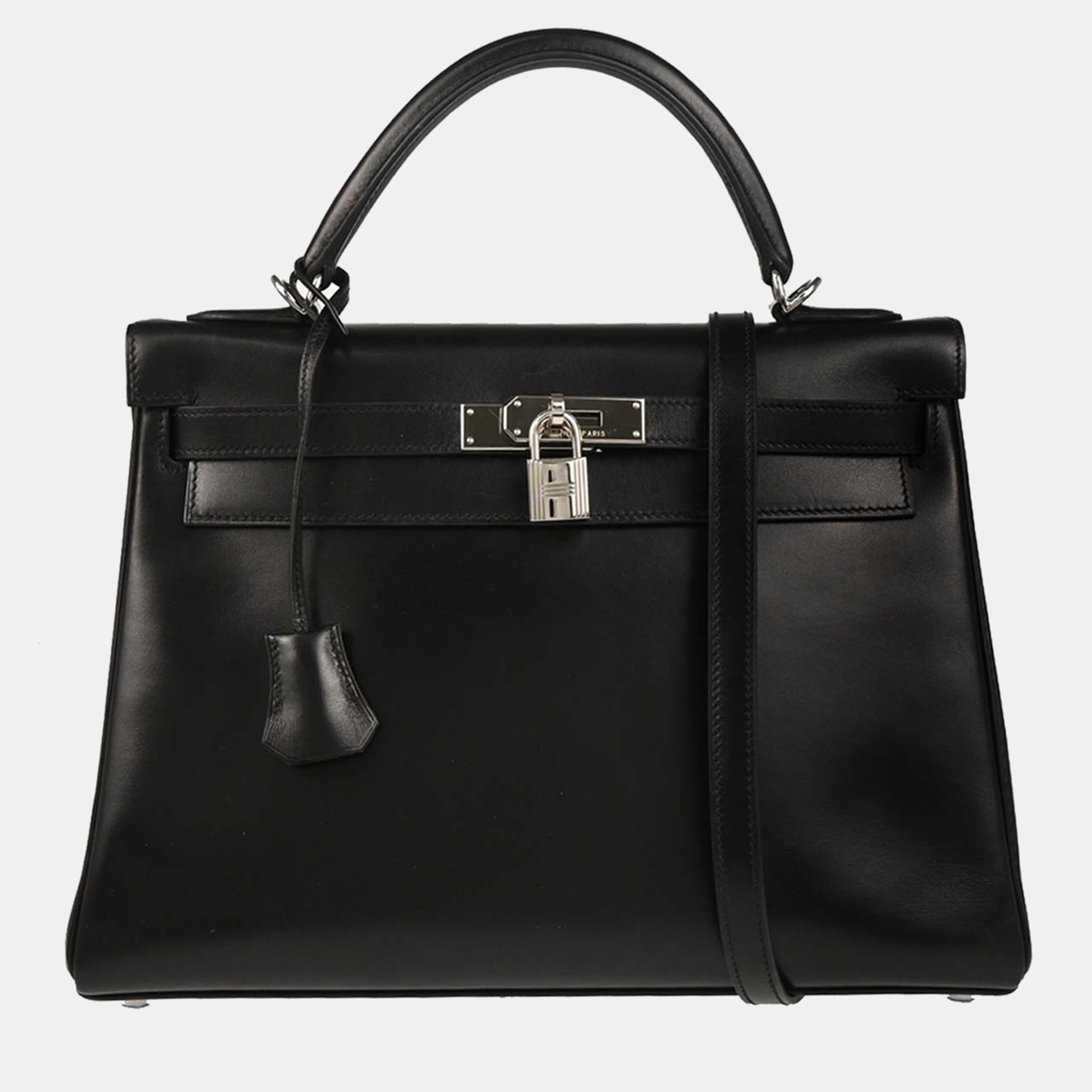 

Hermes Kelly 32 Retourne Black Box Calf 2way Handbag