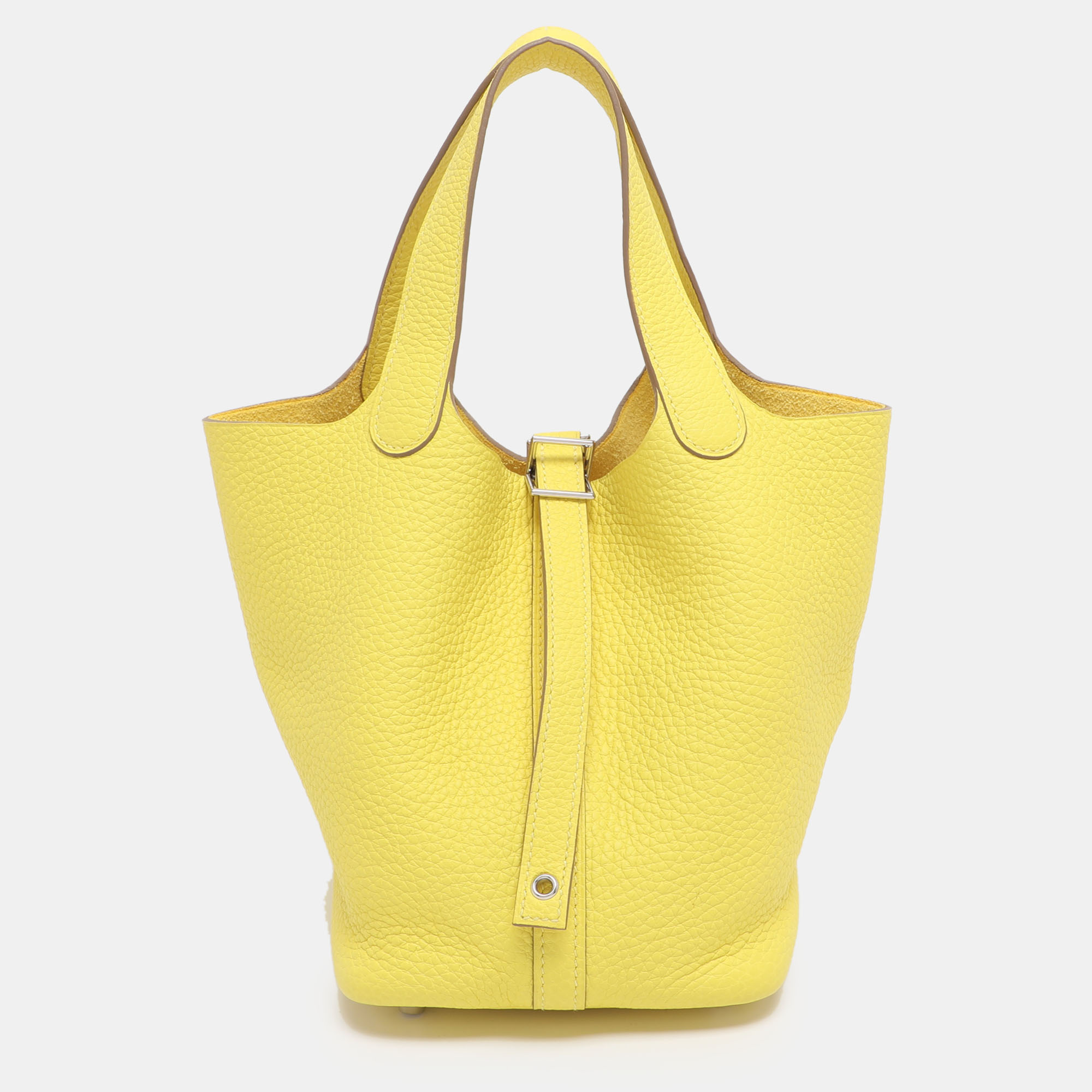 

Hermes Jaune Citron Taurillon Clemence Leather Picotin Lock 18 Bag, Yellow