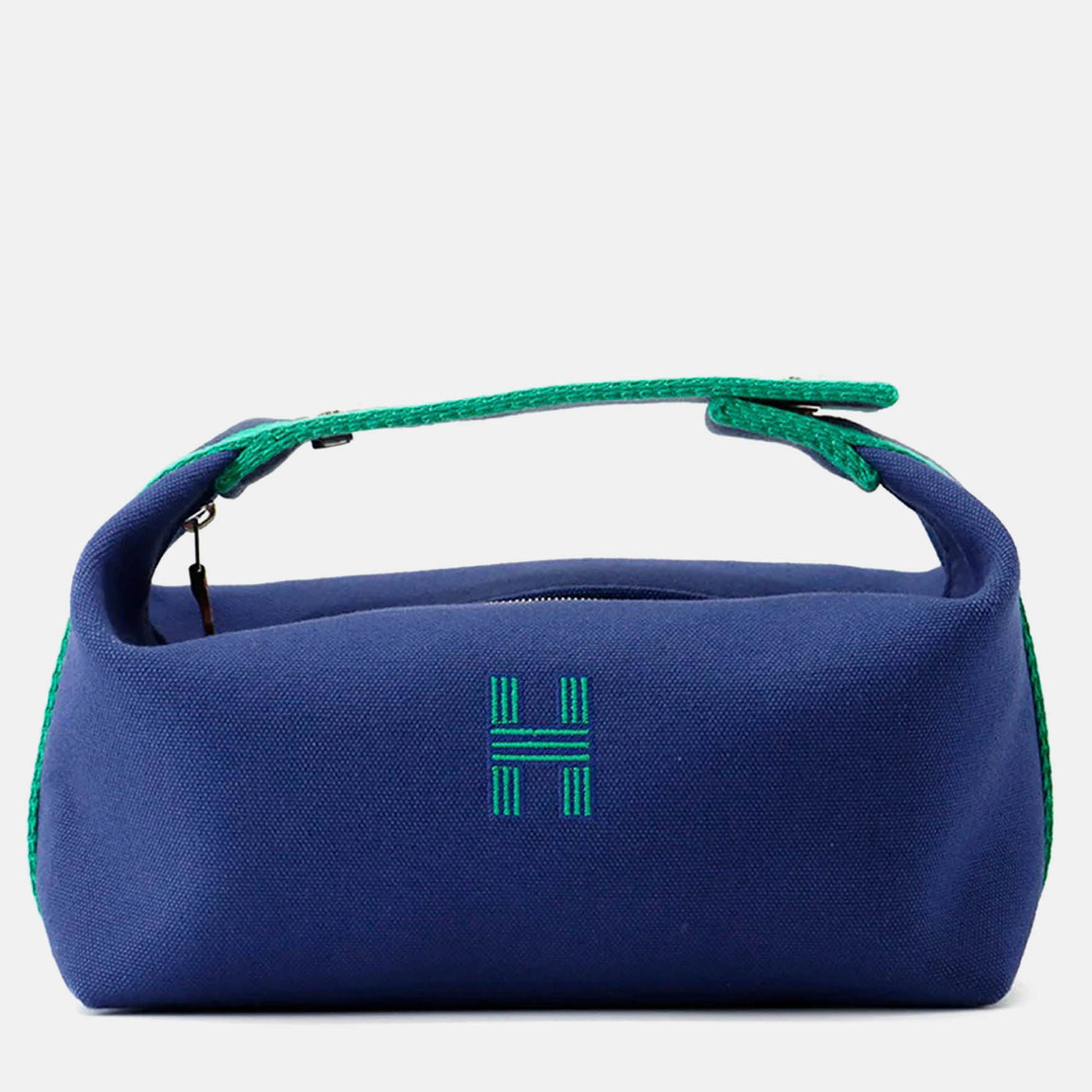 

Hermes Brid A Black Navy/Green Canvas PM