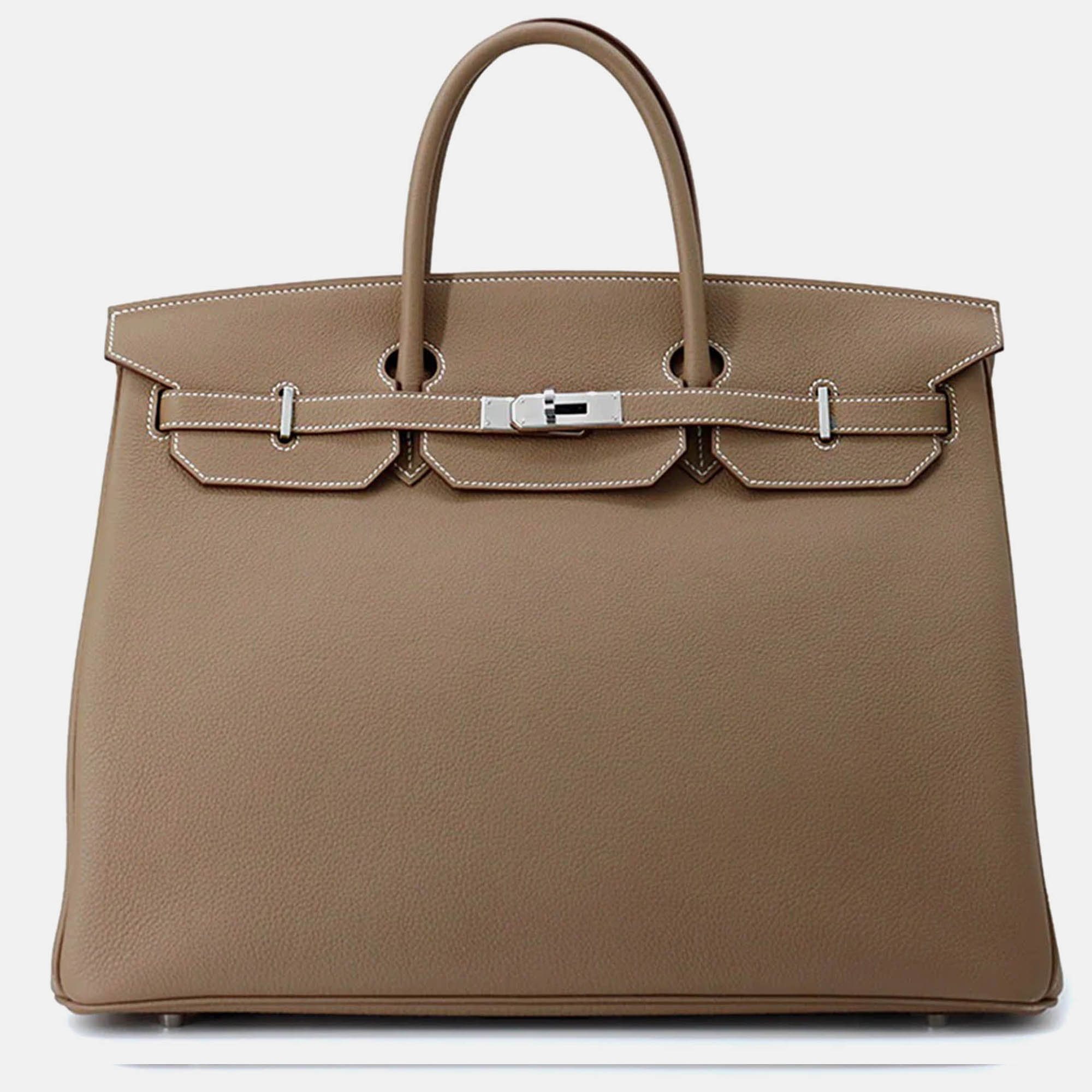 Pre-owned Hermes Birkin 40 Etoupe Togo Leather Bag In Brown