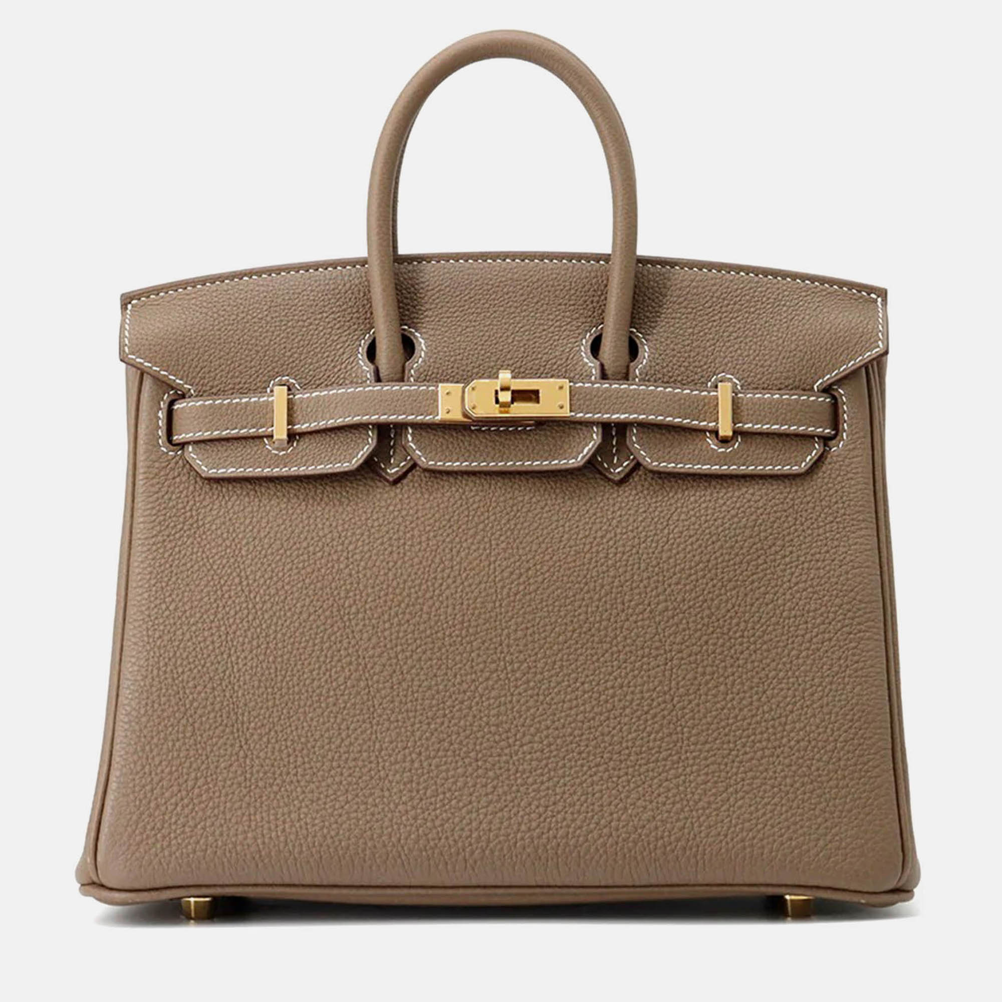 

Hermes Birkin 25 Etoupe Togo Leather Bag, Brown
