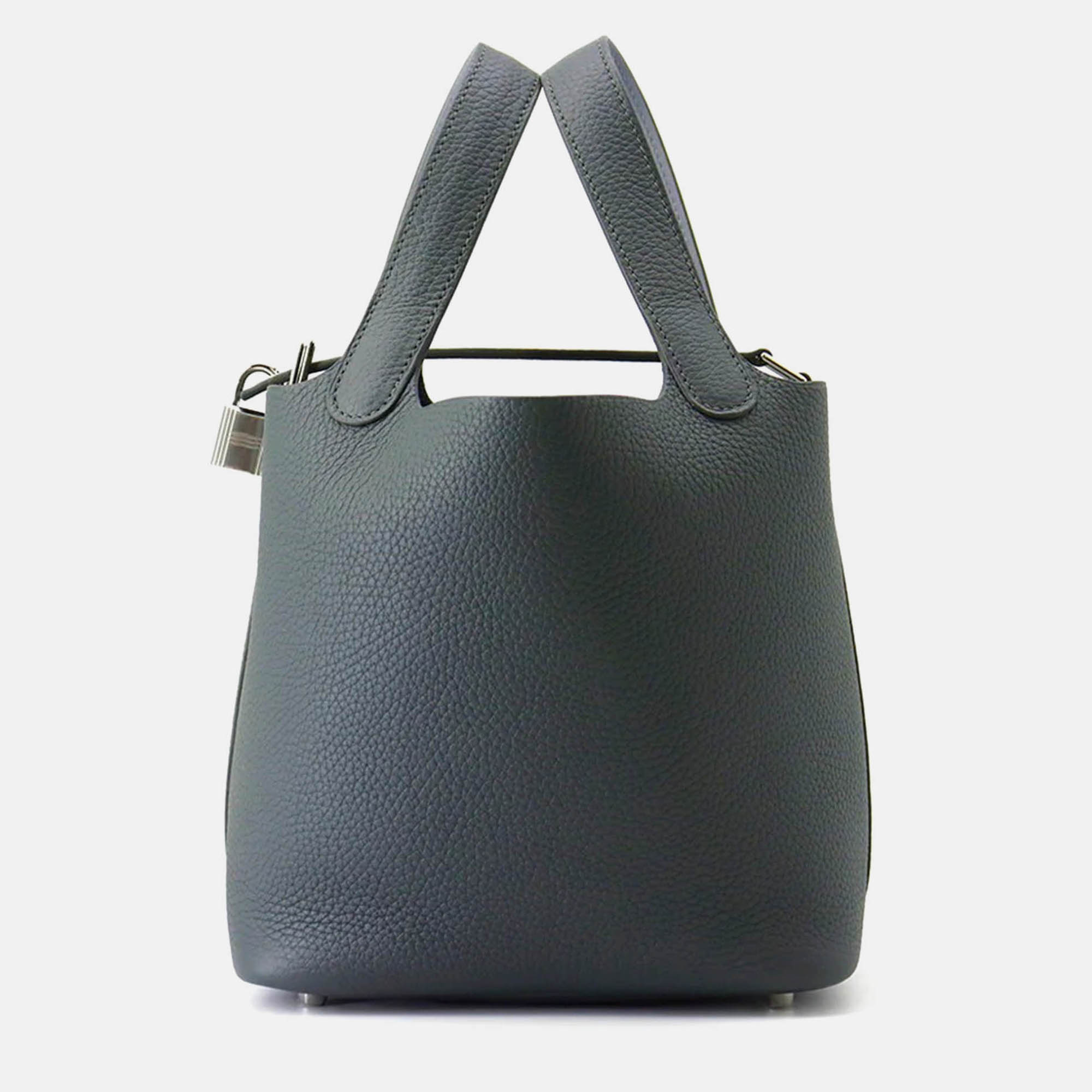 

Hermes Picotin Lock Eclat PM Vert Mangrove/Guripantan Taurillon Clemence Swift Leather Bag, Green