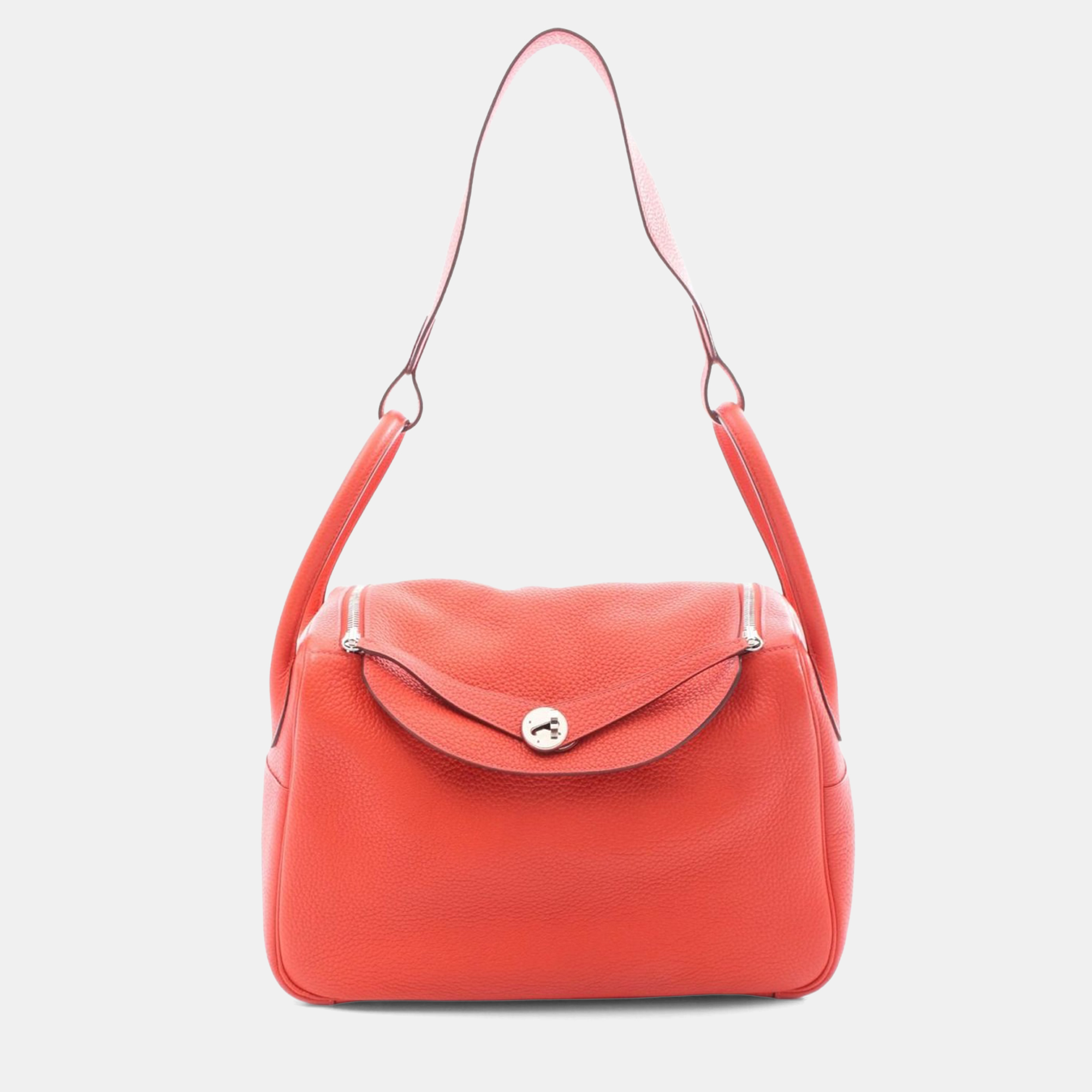 

Hermes Lindy 34 Rouge Pivoine Taurillon Clemence Leather Shoulder Bag, Red