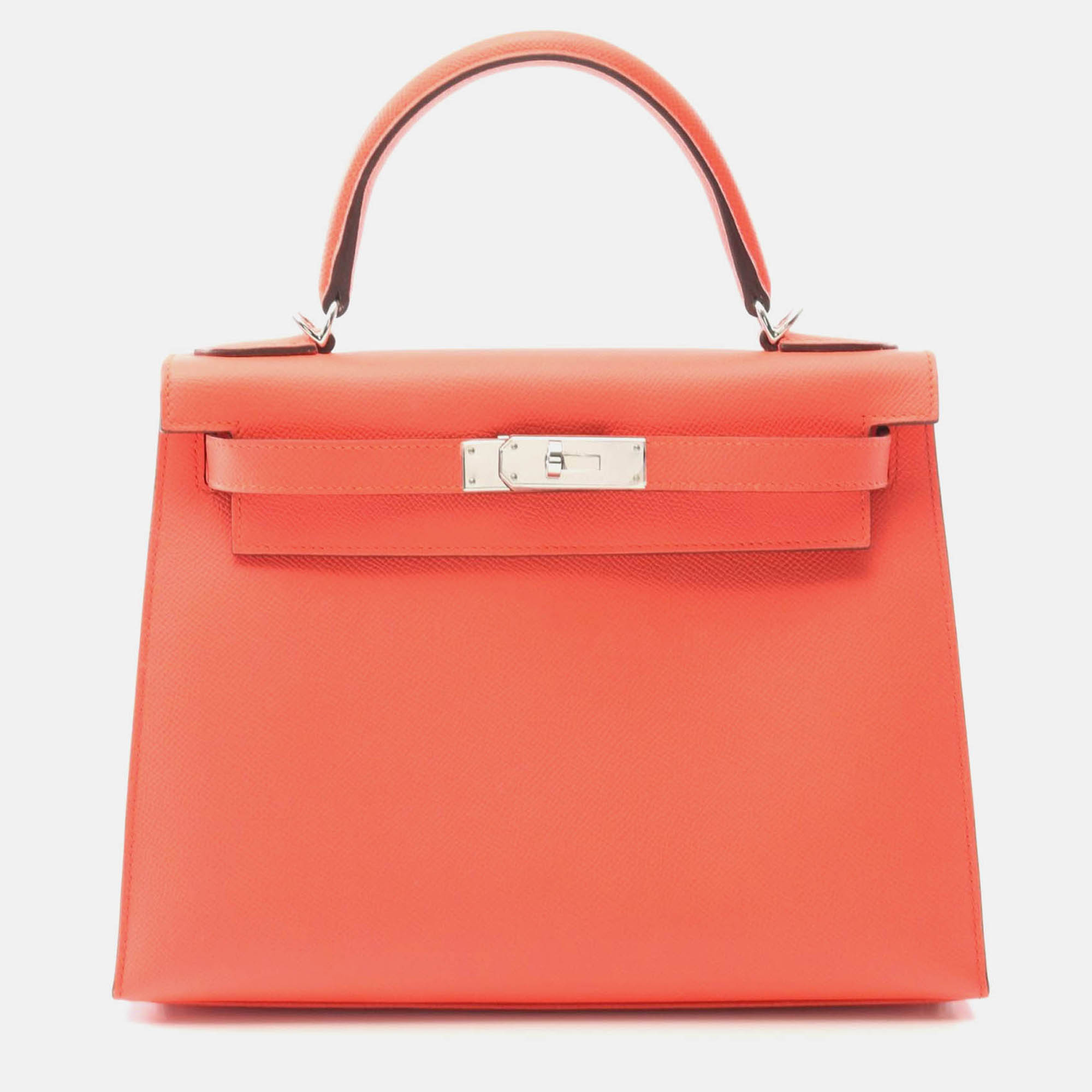

Hermes Kelly 28 Rose Texas Epsom Leather Shoulder Bag, Orange