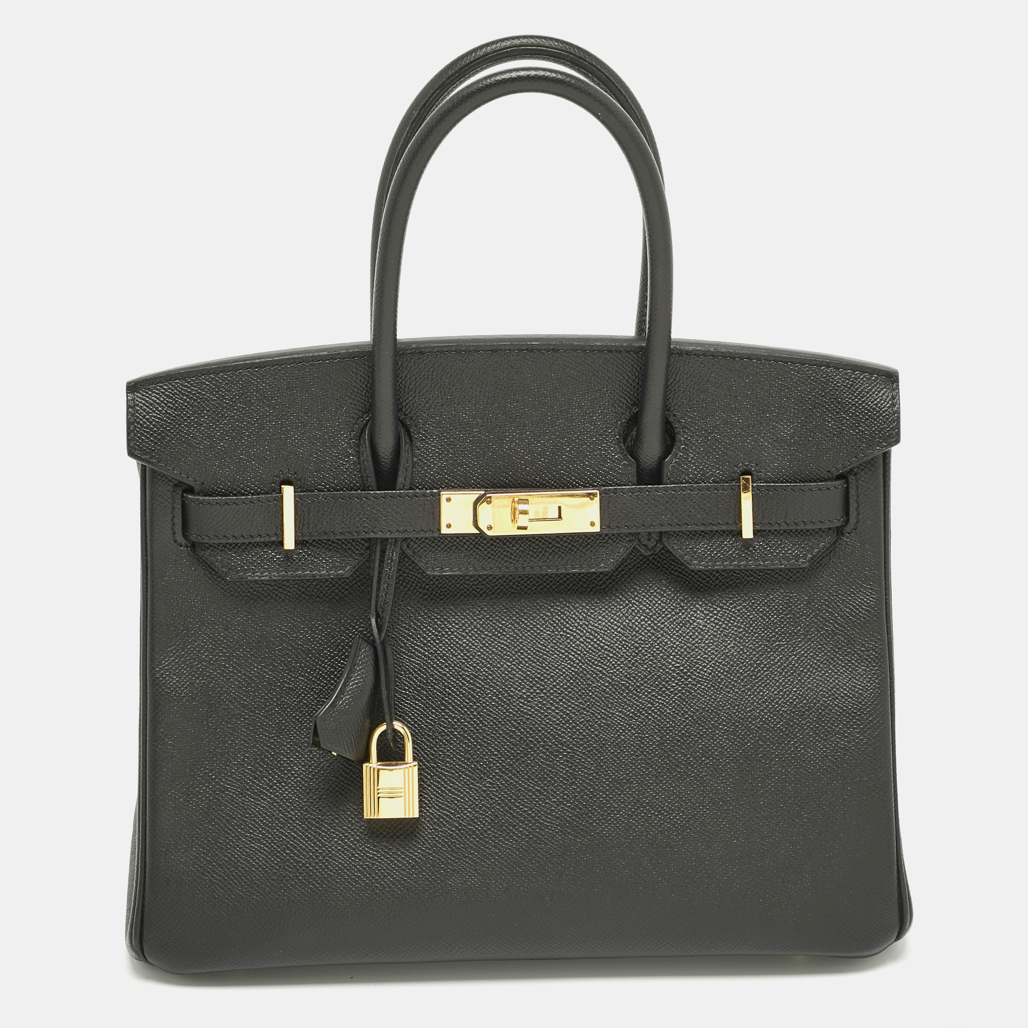 

Hermes Noir Epsom Leather Gold Finish Birkin 30 Bag, Black