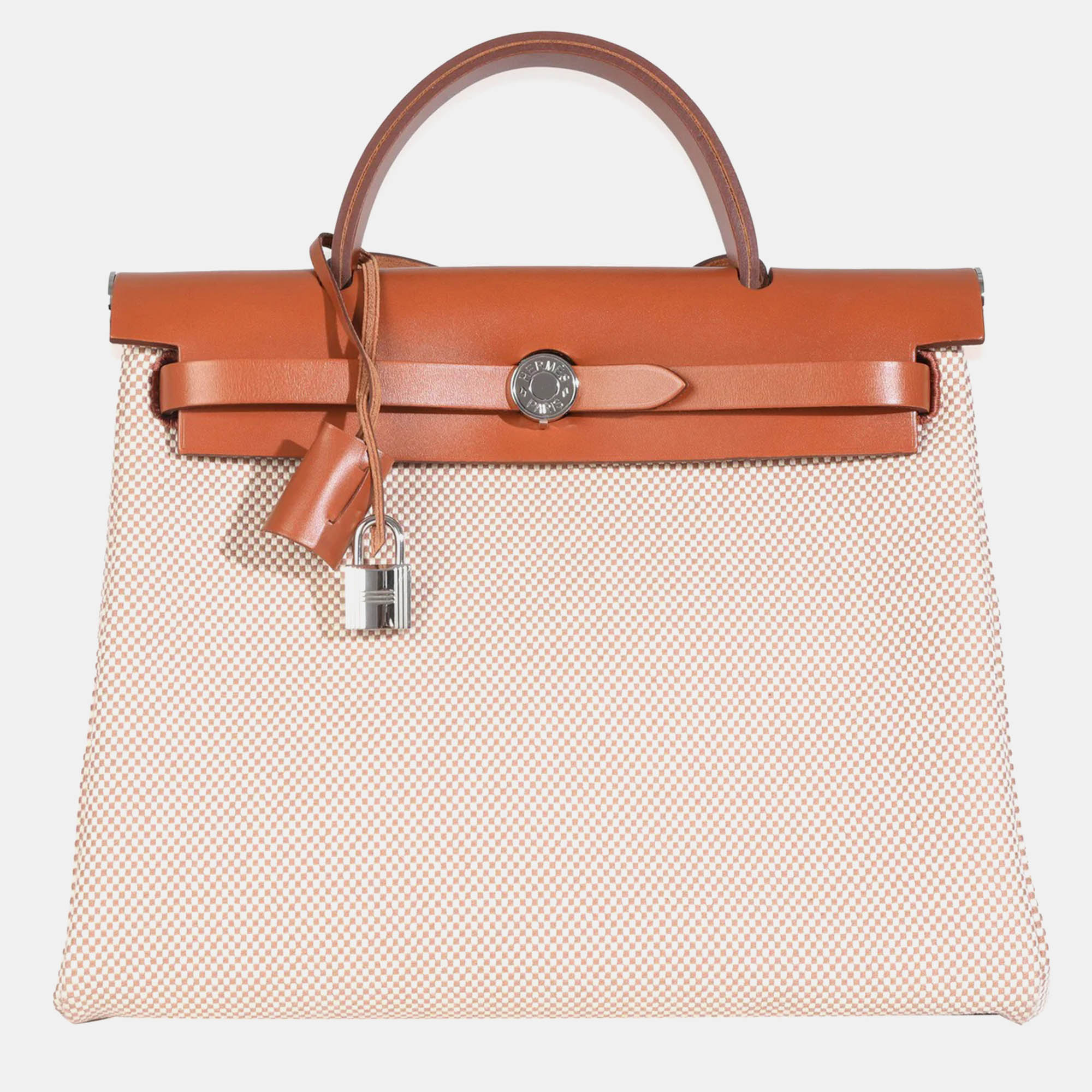 

Hermes Herbag Zip PM 31 Ecru Naturel Viking Fauve Hunter Bag, Beige