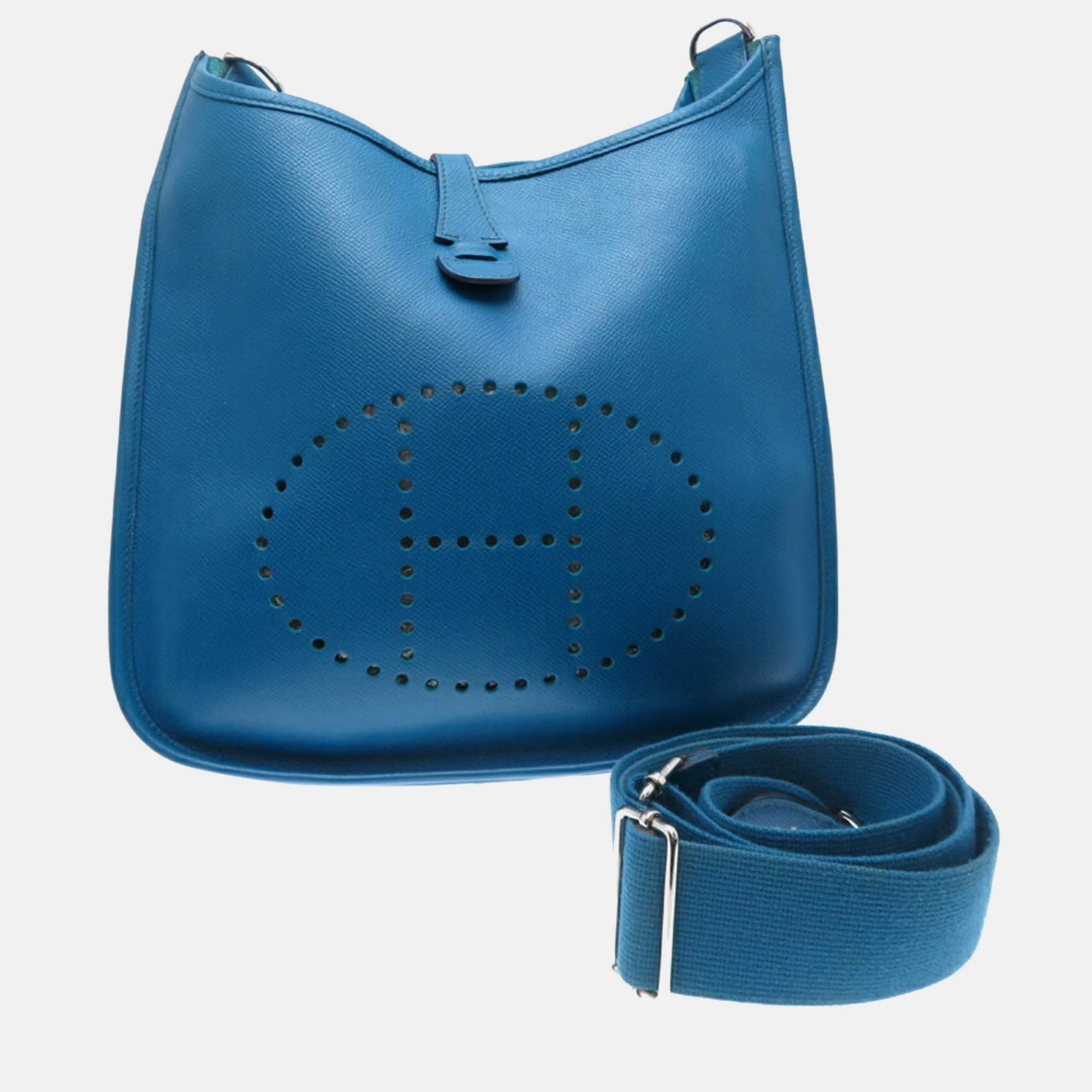 

Hermes Evelyne III PM Blue Epsom Leather Shoulder Bag