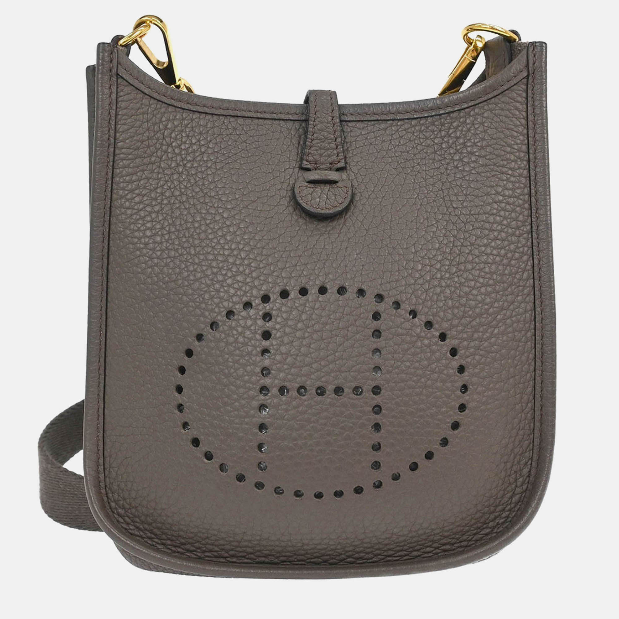 

Hermes Evelyne TPM Etain Taurillon Clemence Shoulder Bag, Grey