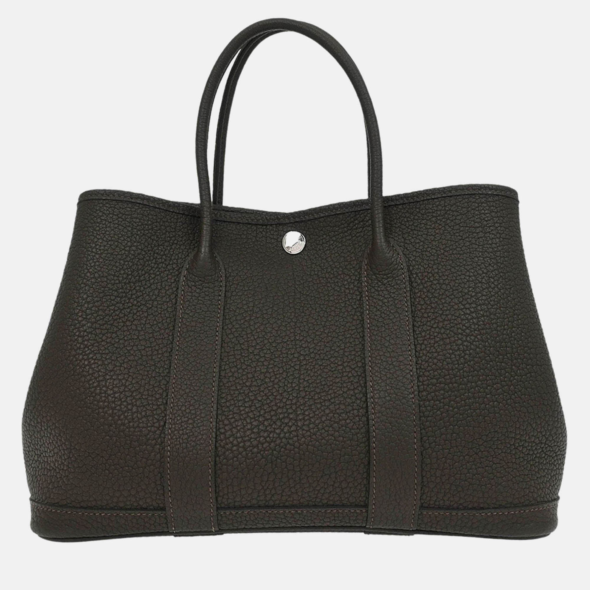 Pre-owned Hermes Garden Party 30 Ebene Negonda Tote Tpm In Brown