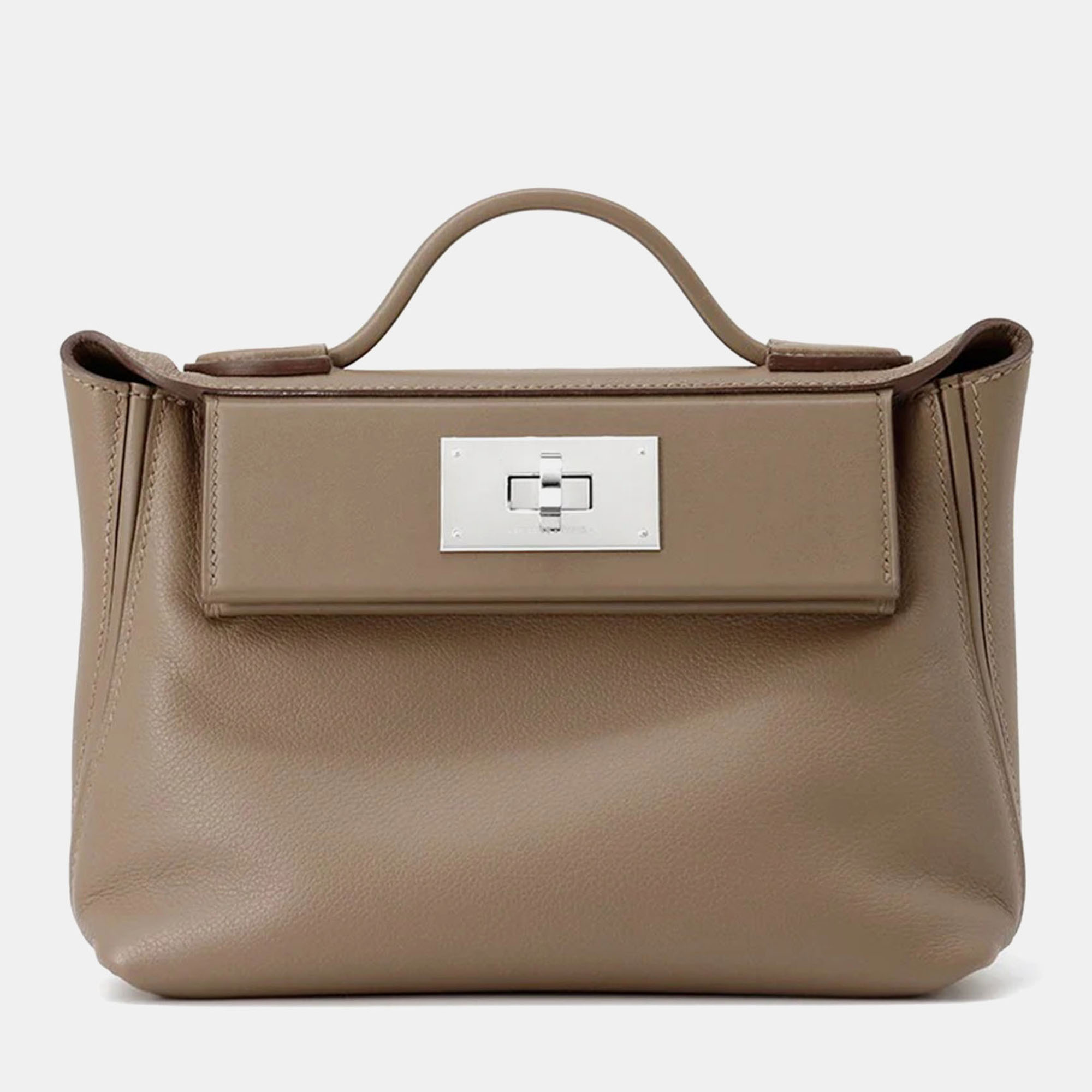 

Hermes 24/24 Sac Van Quatre Mini Etoupe Swift Evercolor Leather Handbag, Brown