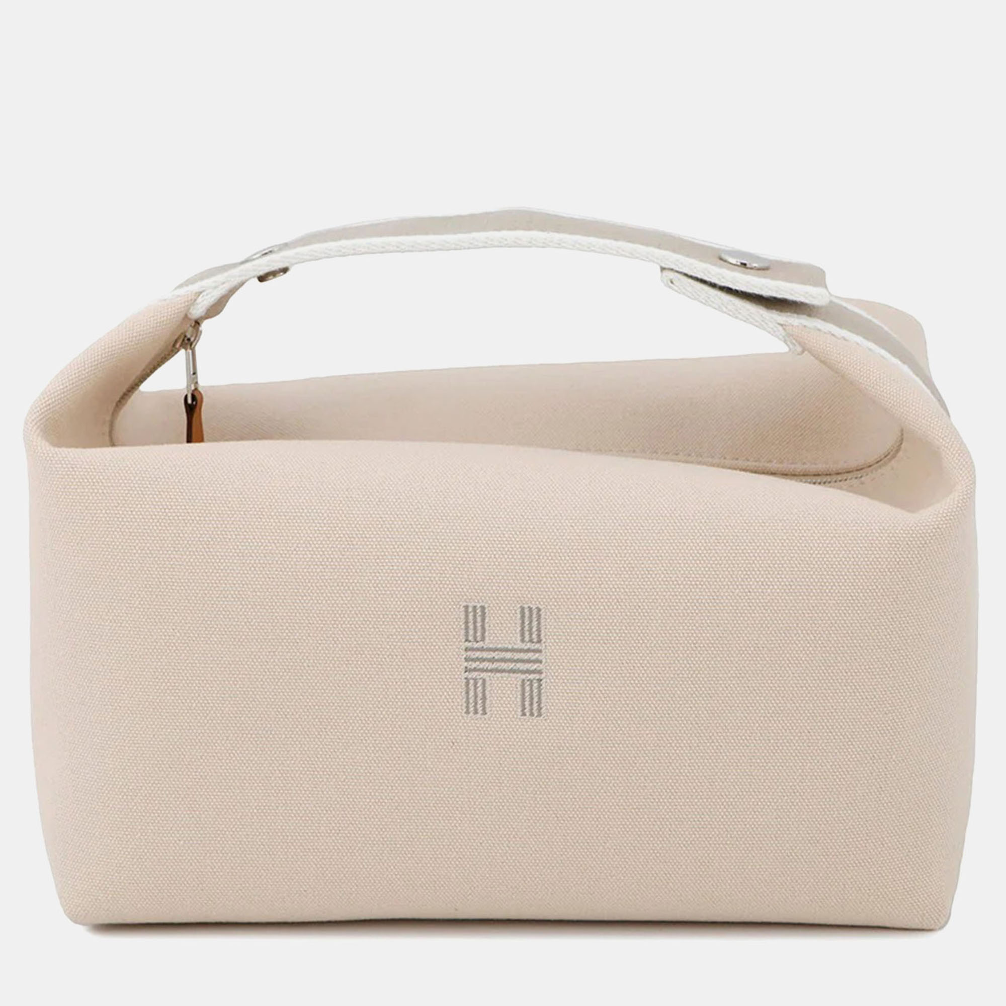 

Hermes Brid a Black GM Beige Canvas Bag